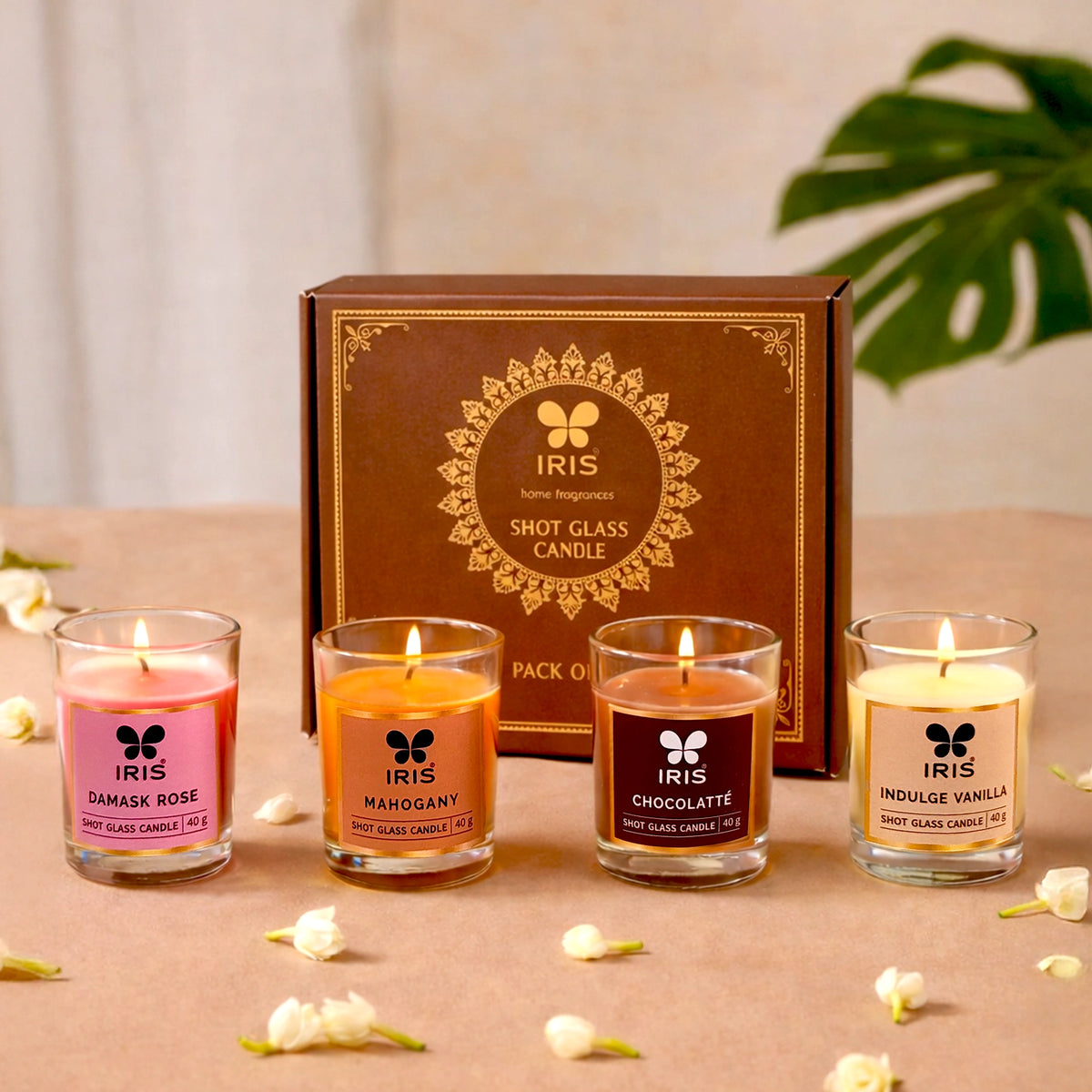Shot Glass Candle | Pack of 4 | Burning time of 8Hrs each