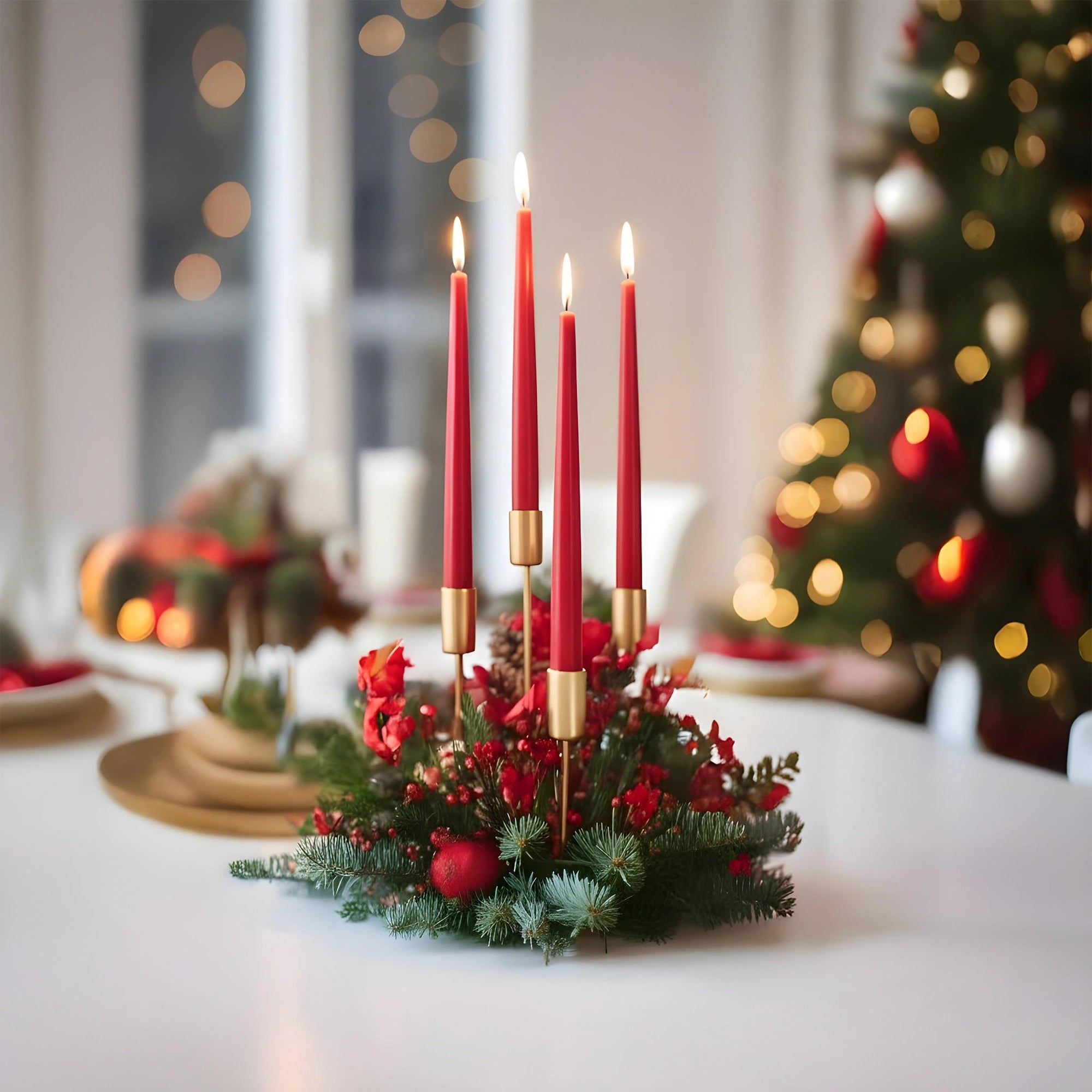 IRIS Berry Fragranced Taper Candles | Pack of 4 | 8Hrs Burning Time | 10 Inch