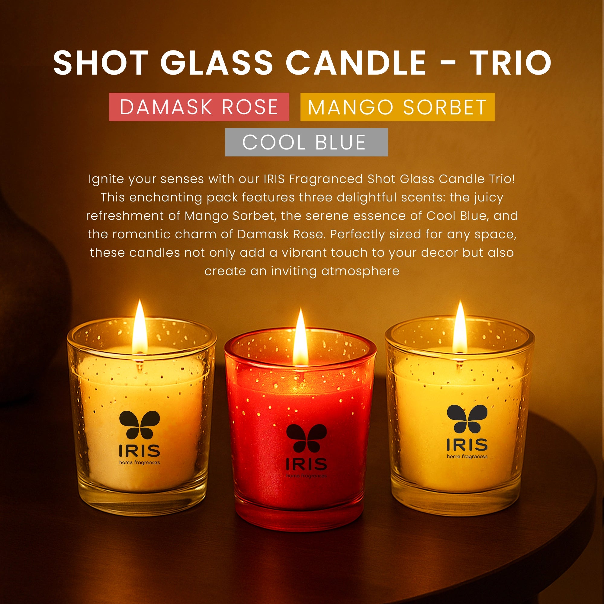 IRIS Fragranced Shot Glass Candle - Trio