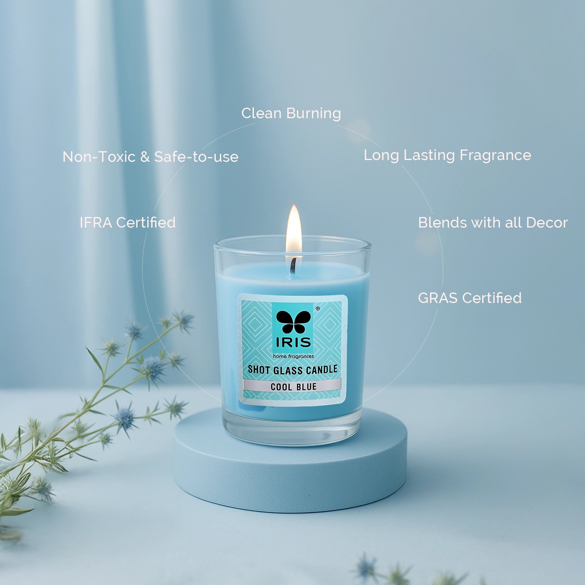 IRIS Shot Glass Candle - Cool Blue