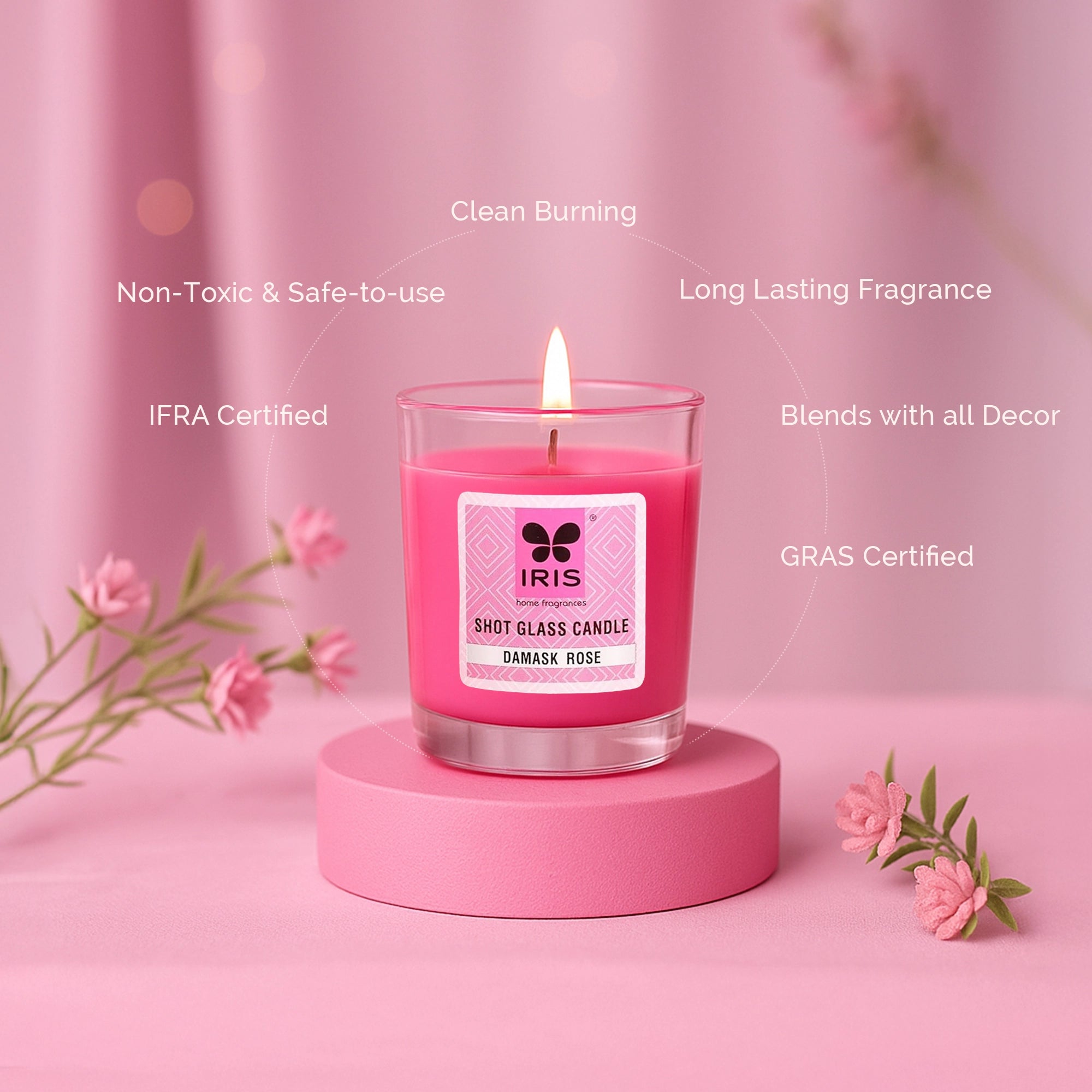 IRIS Shot Glass Candle - Damask Rose