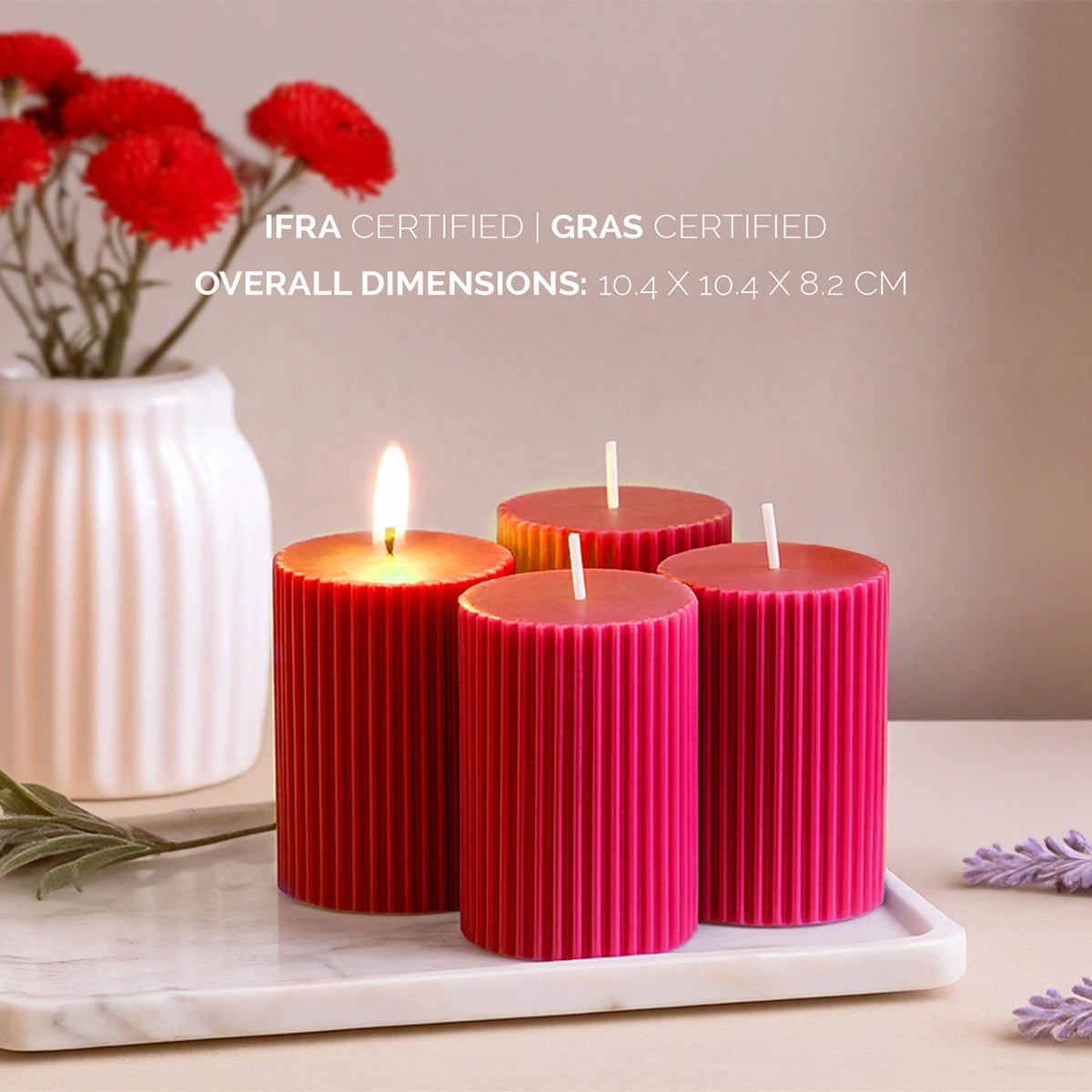 IRIS Berry Pop Fragranced Pillar Candles Pack of 4
