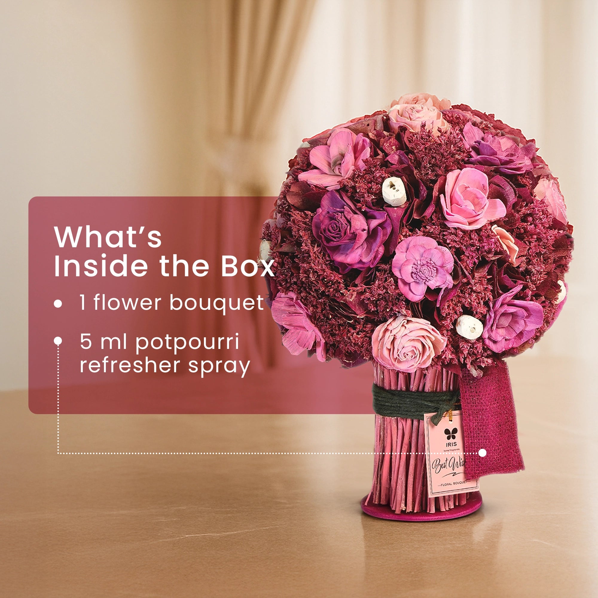 IRIS Dry Flower Bouquet with a free fragrance spray