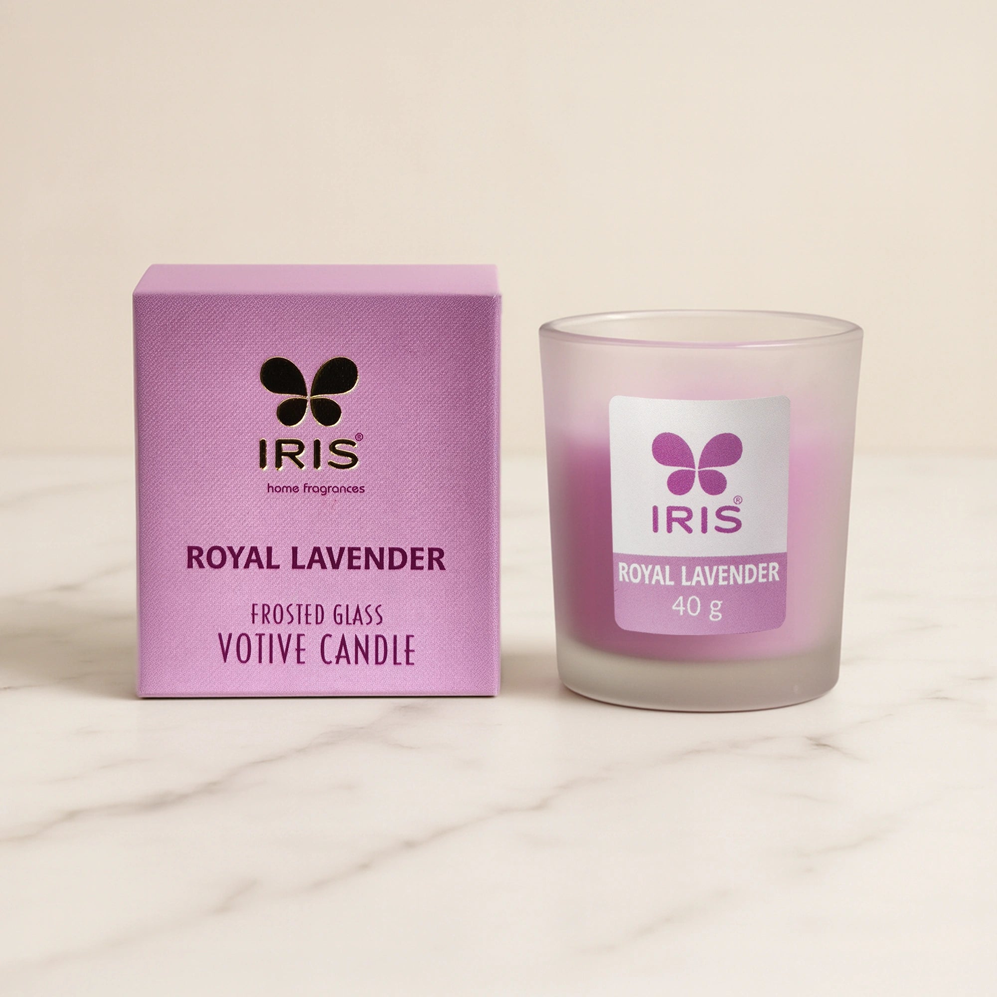 IRIS Royal Lavender Frosted Shot Glass Scented Candle