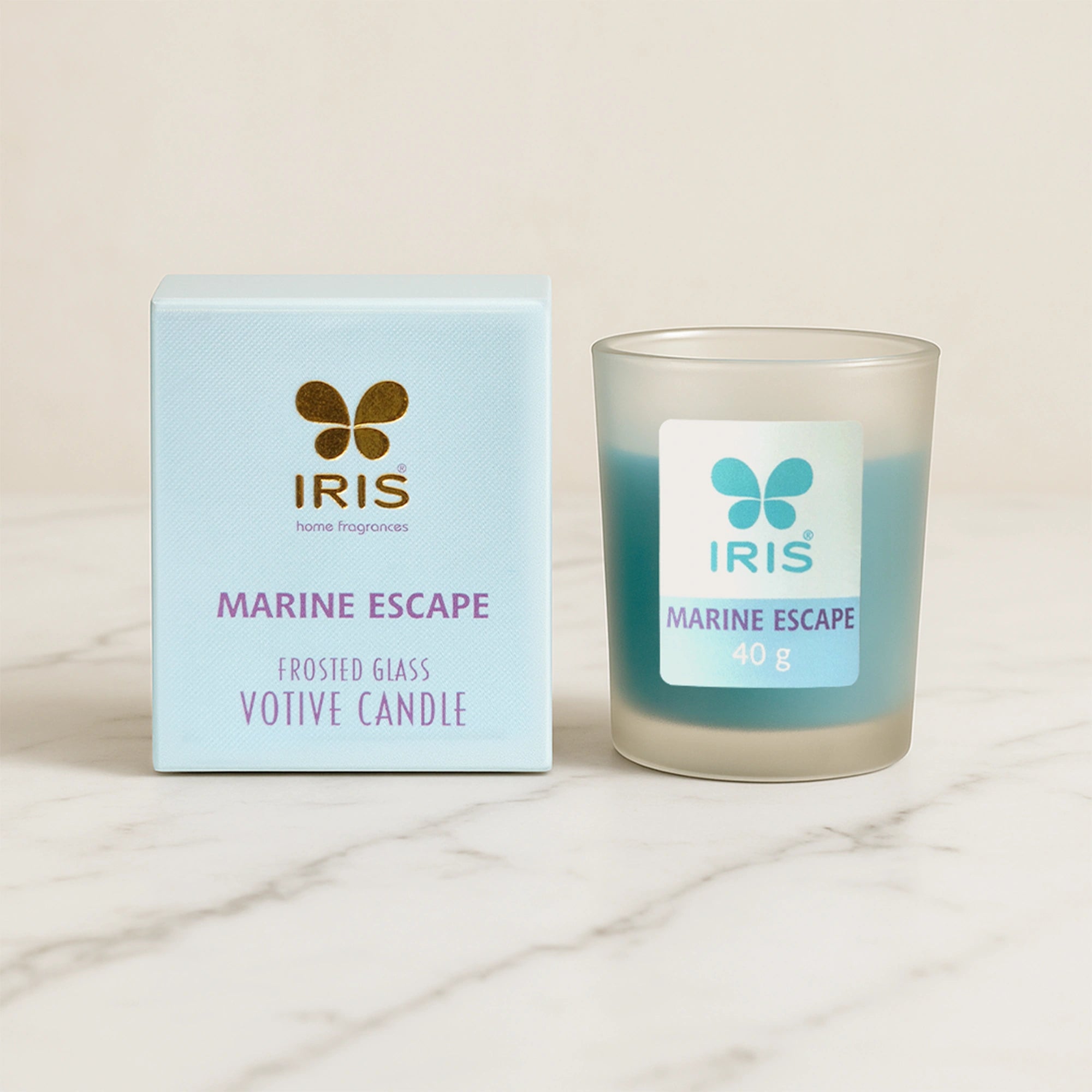 IRIS Marine Escape Frosted Shot glass scented Candle