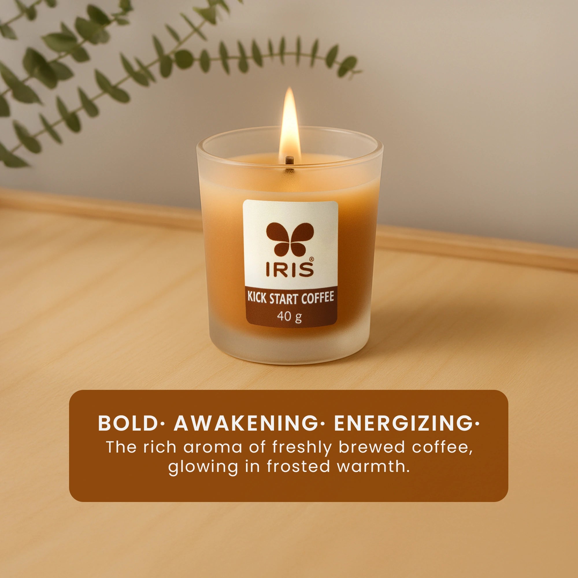 IRIS Kickstart Coffee Frosted Shot glass scented candle