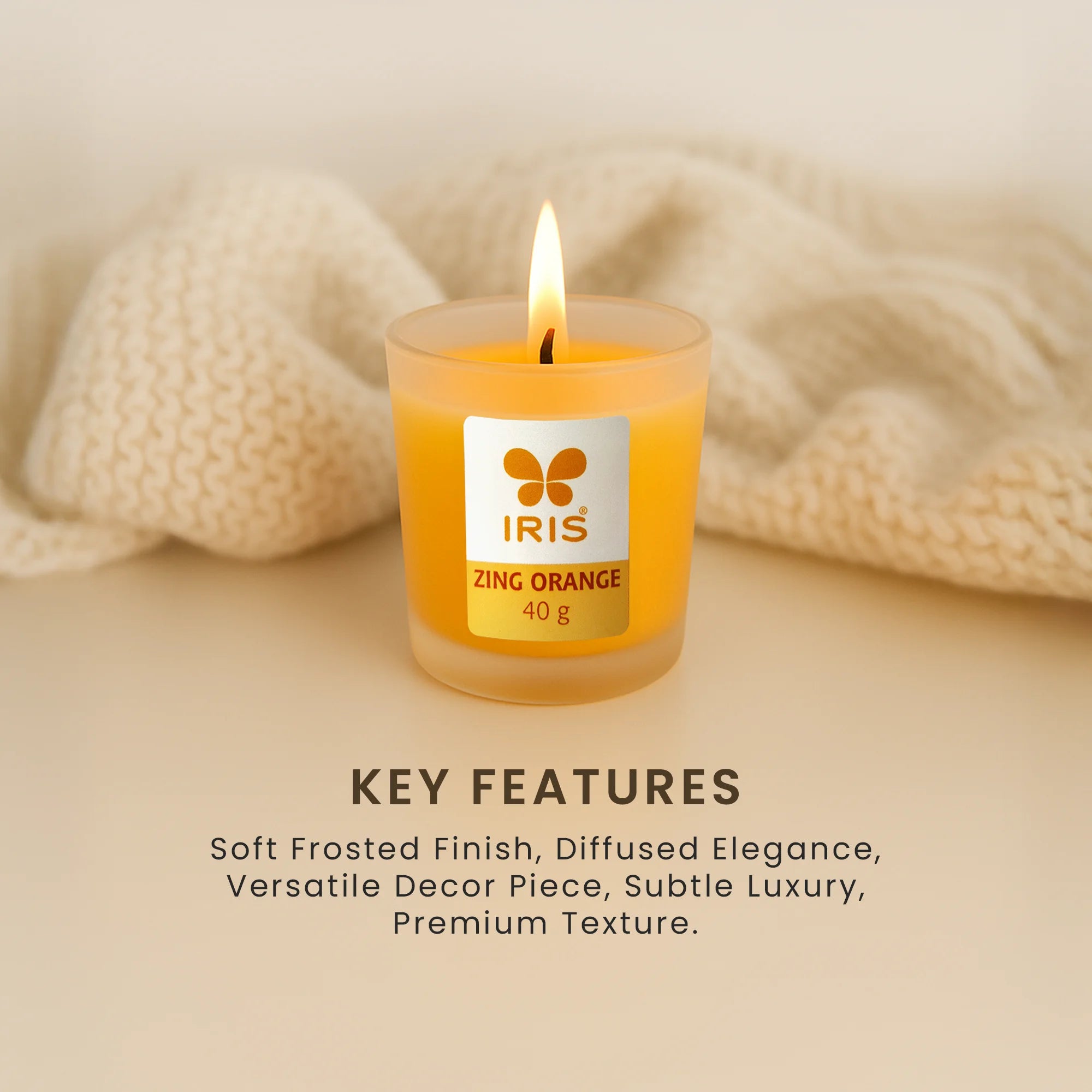 IRIS Zing Orange Frosted Shot glass scented Candle
