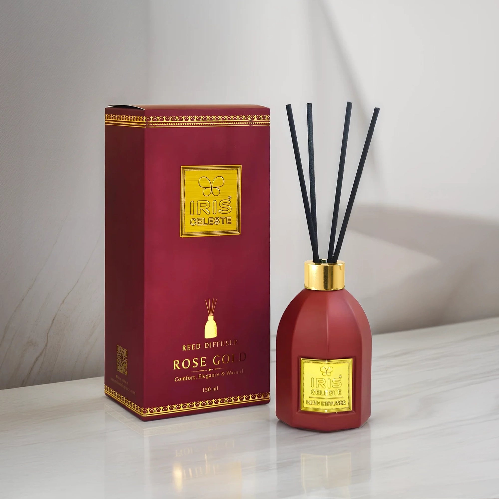 IRIS Celeste Rose Gold Reed Diffuser Set