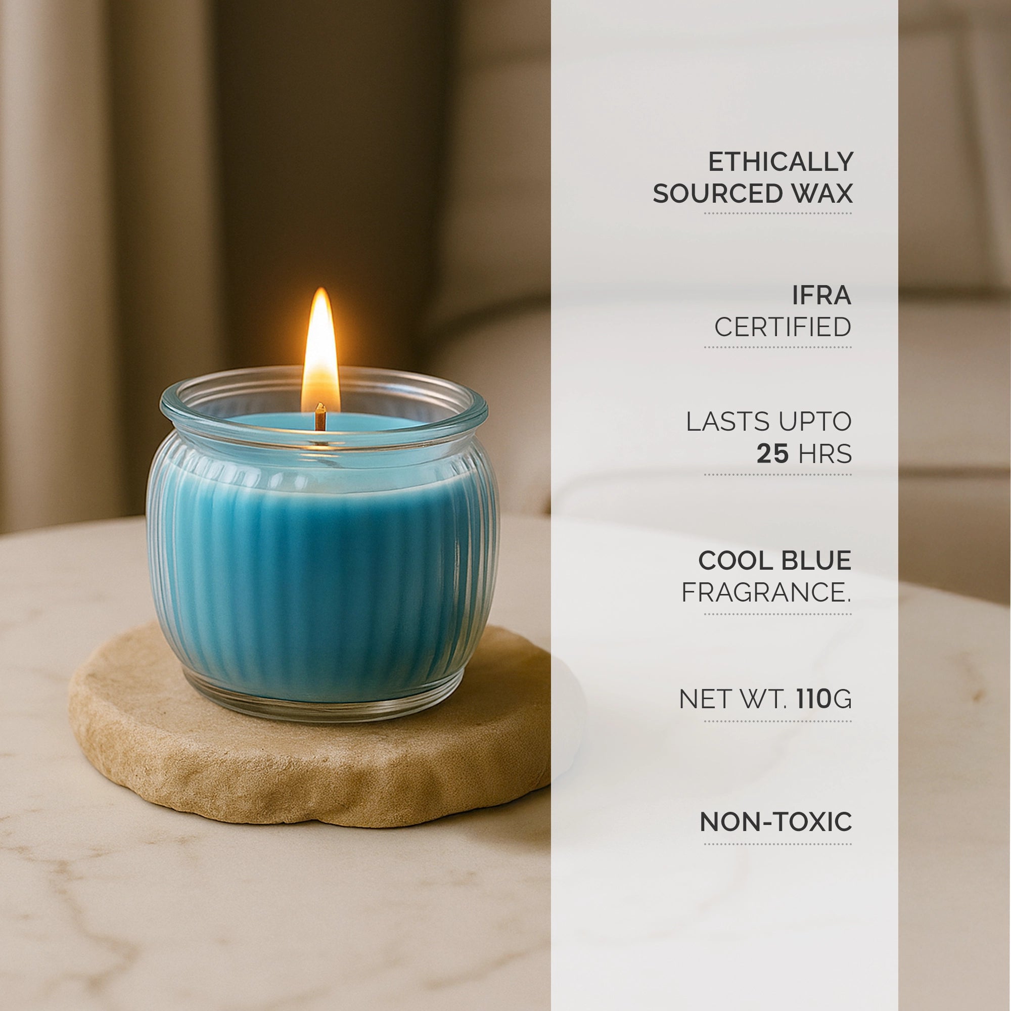 IRIS Ribbed Jar candle - Cool Blue