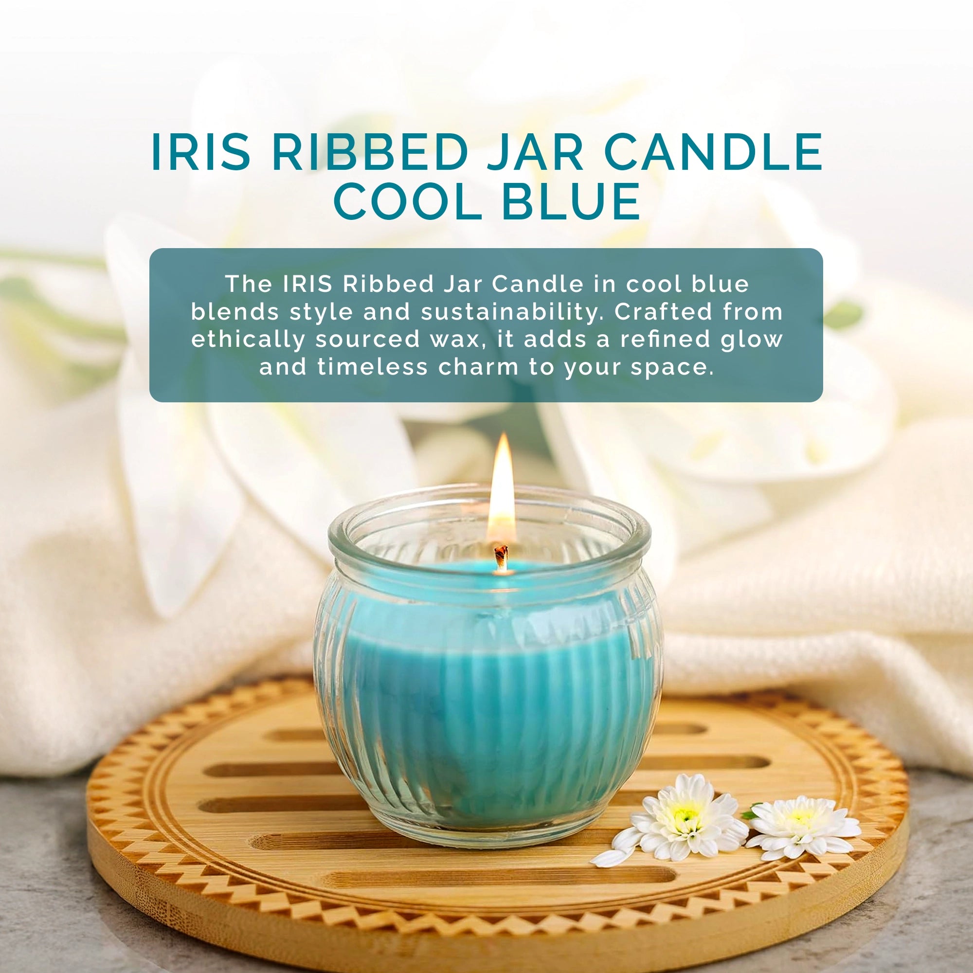 IRIS Ribbed Jar candle - Cool Blue