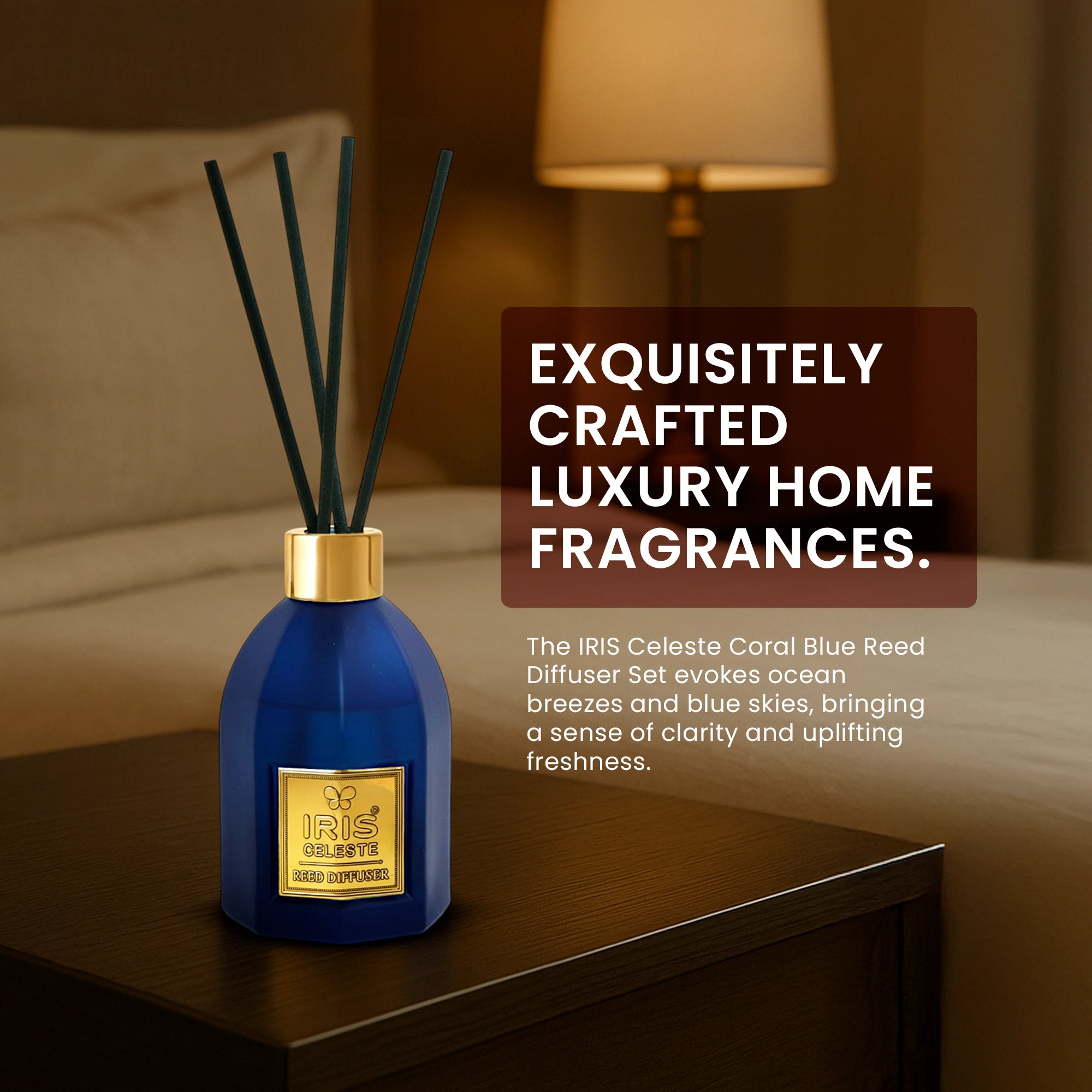 IRIS Celeste Coral Blue Reed Diffuser Set
