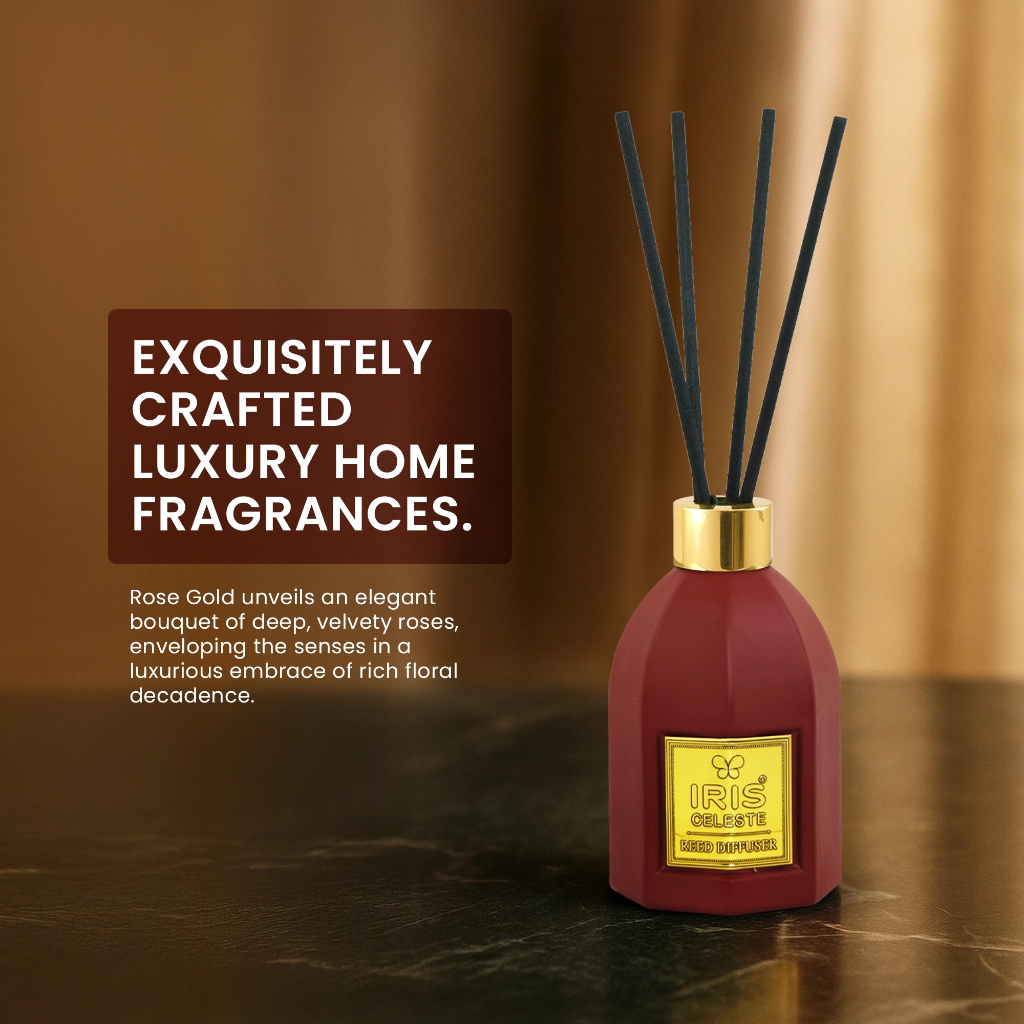 IRIS Celeste Rose Gold Reed Diffuser Set