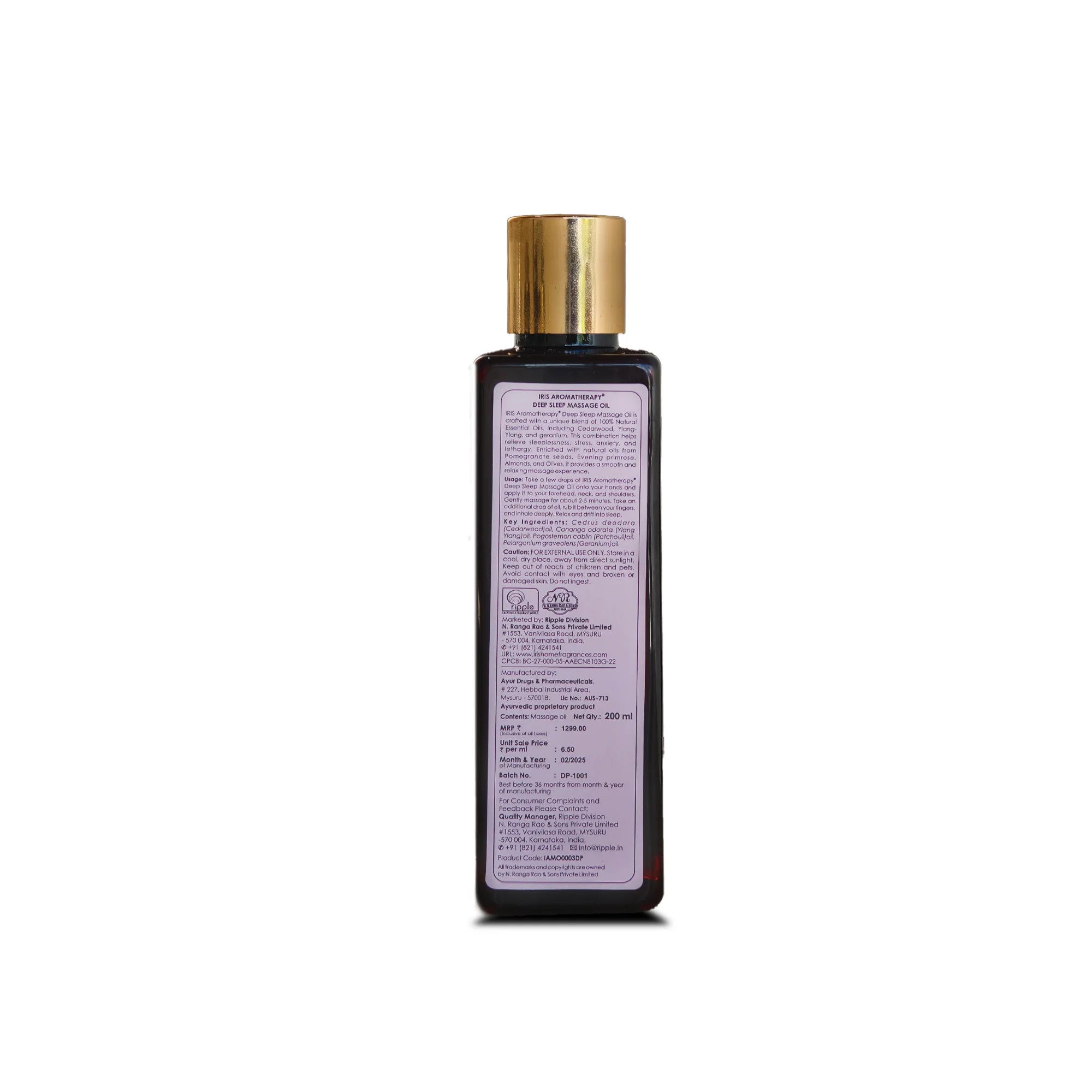 IRIS Aromatherapy Deep Sleep Massage Oil