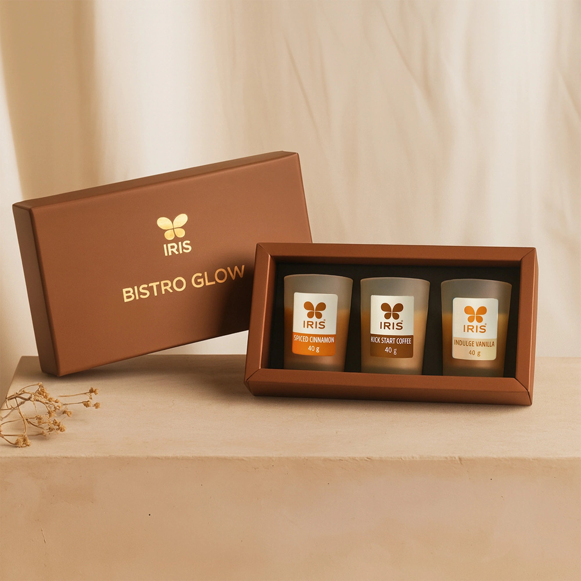 IRIS Bistro Glow Frosted Glass Candle Gift Box