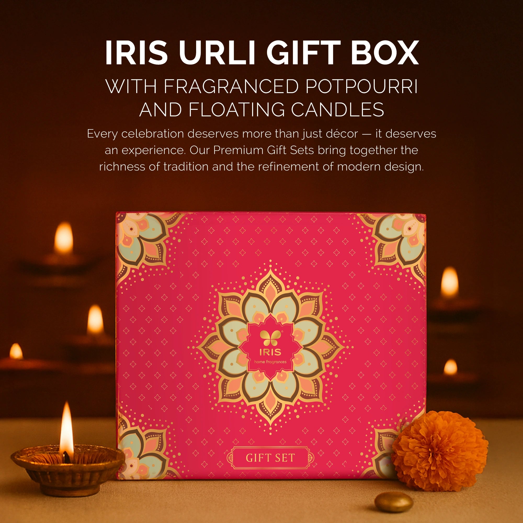 IRIS Premium Urli Gift Set with Decor Potpourri & Candles