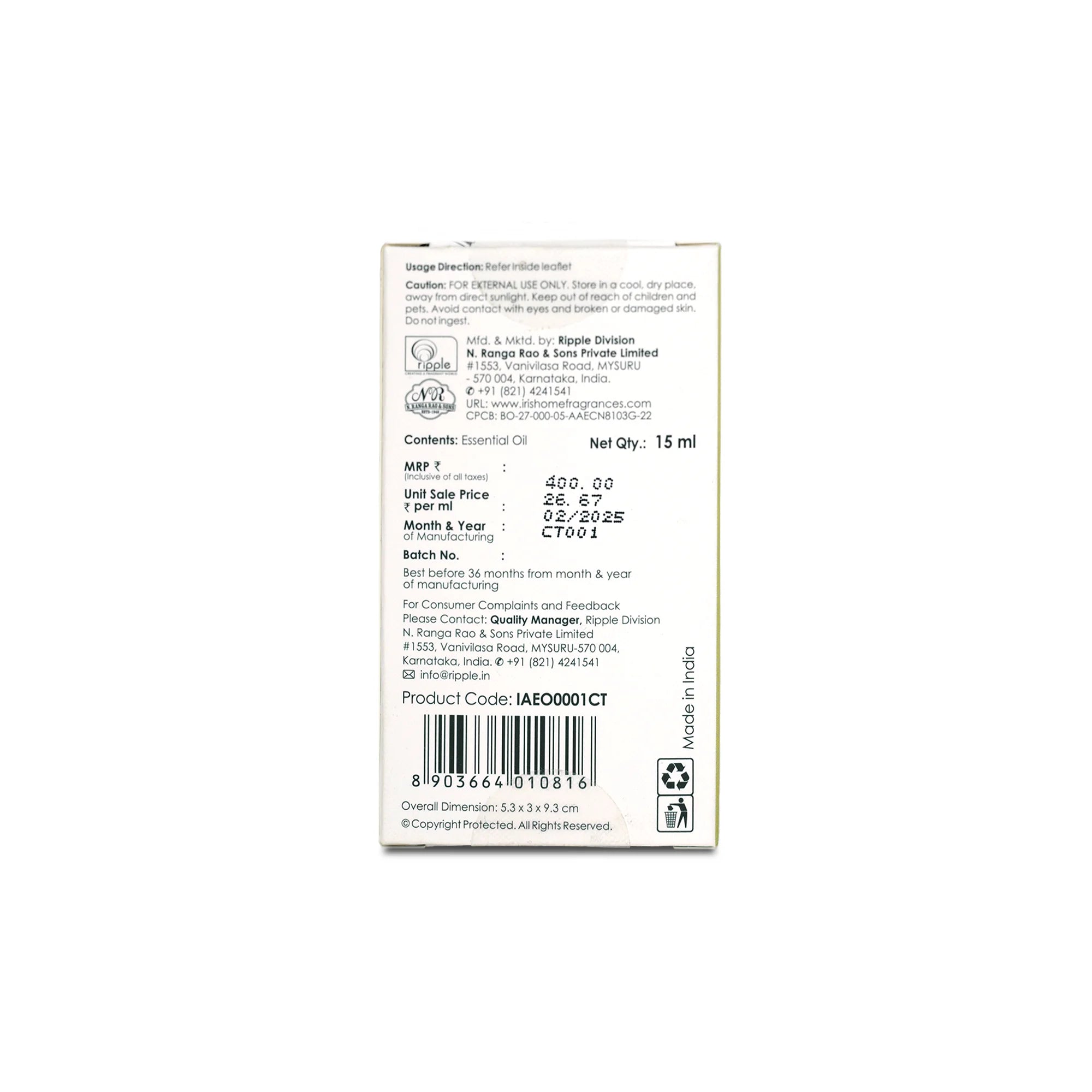 IRIS Aromatherapy Citronella Essential Oil