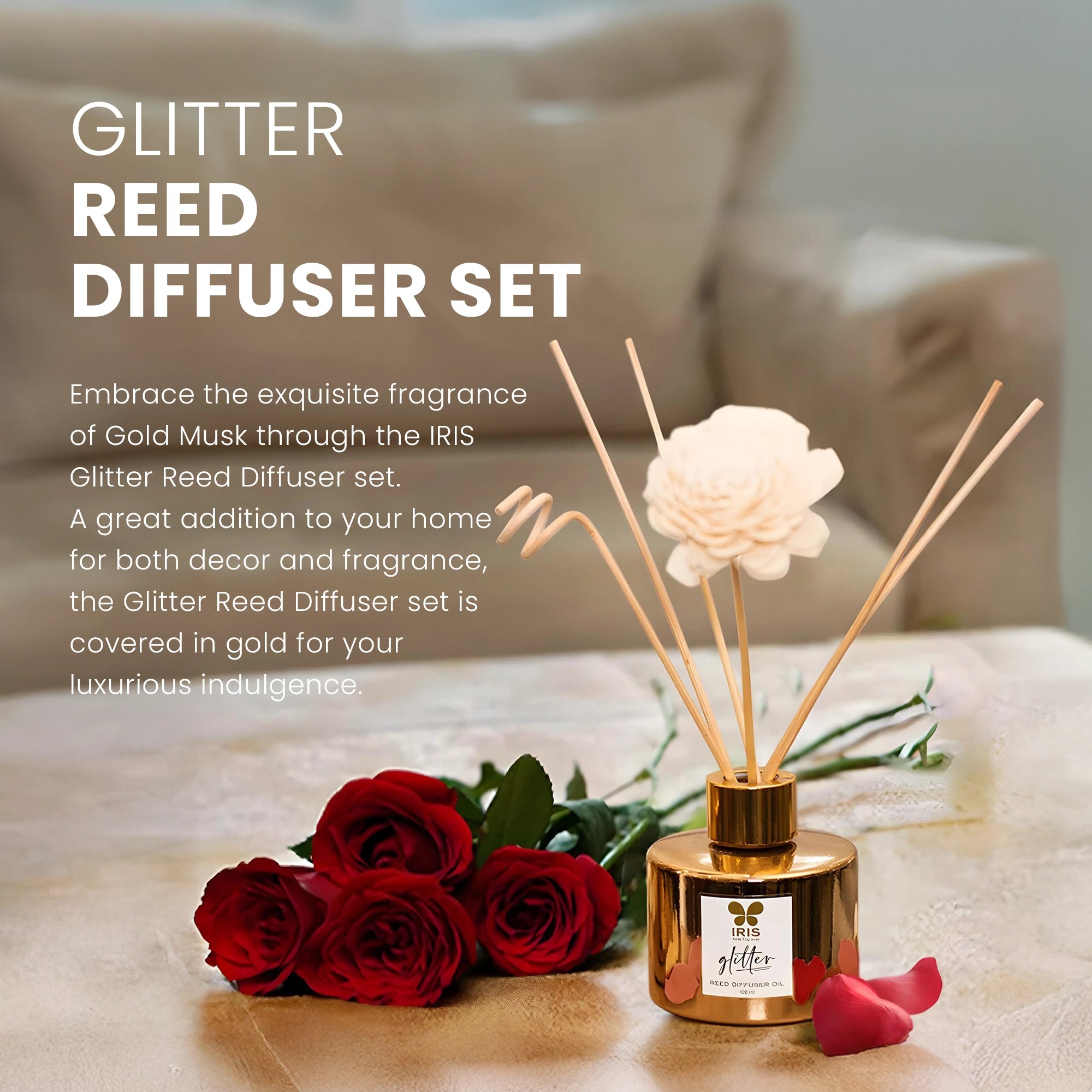 IRIS Glitter Reed diffuser set