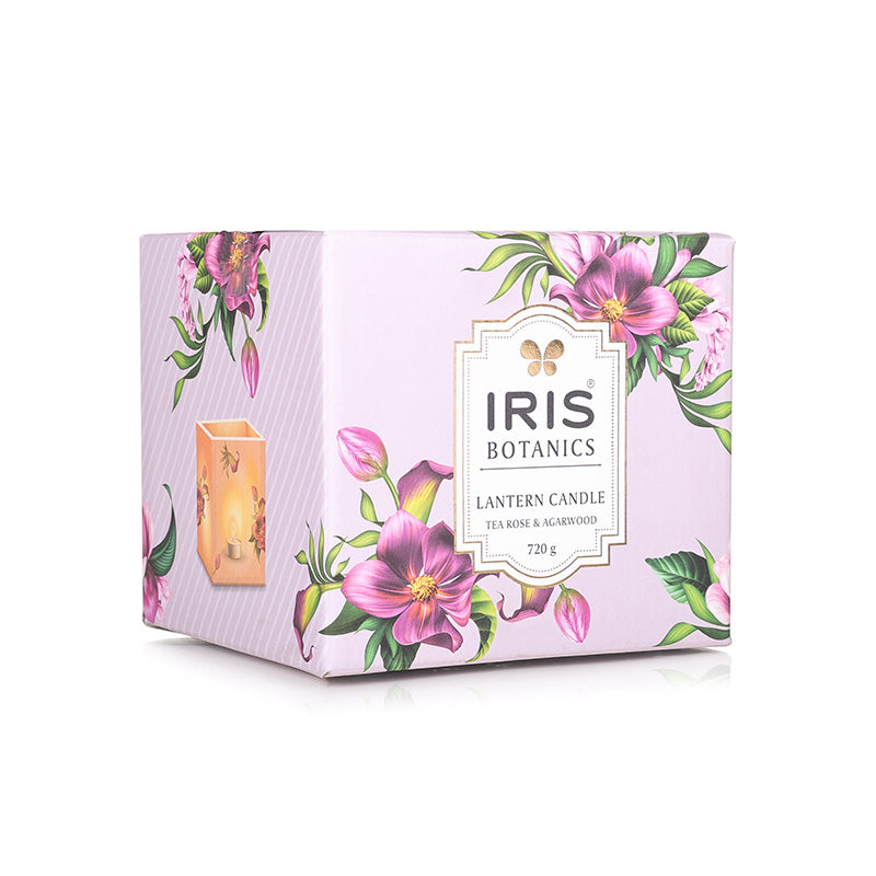 IRIS Botanics Wax Lantern Candle Tea Rose & Agarwood