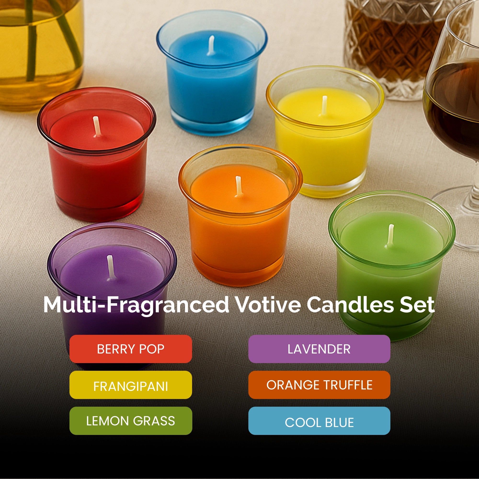 IRIS Fragranced Multi Colored Glass Jar Votive