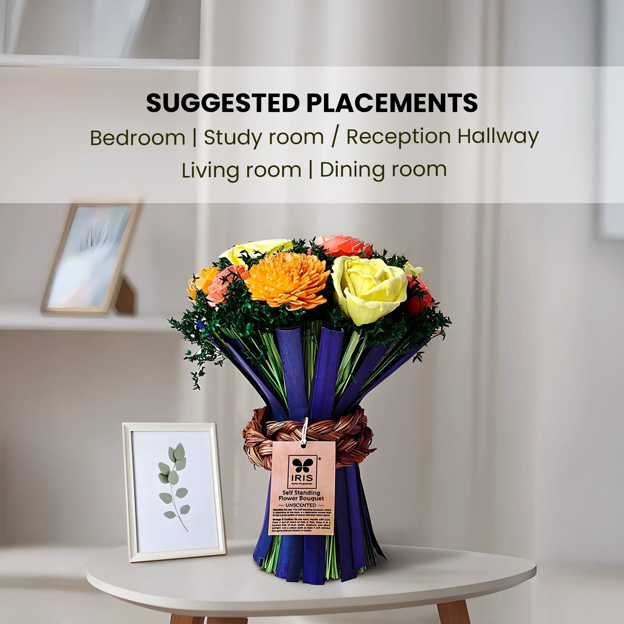 Self Standing Flower Bouquet- Yellow and Peach - Unscented
