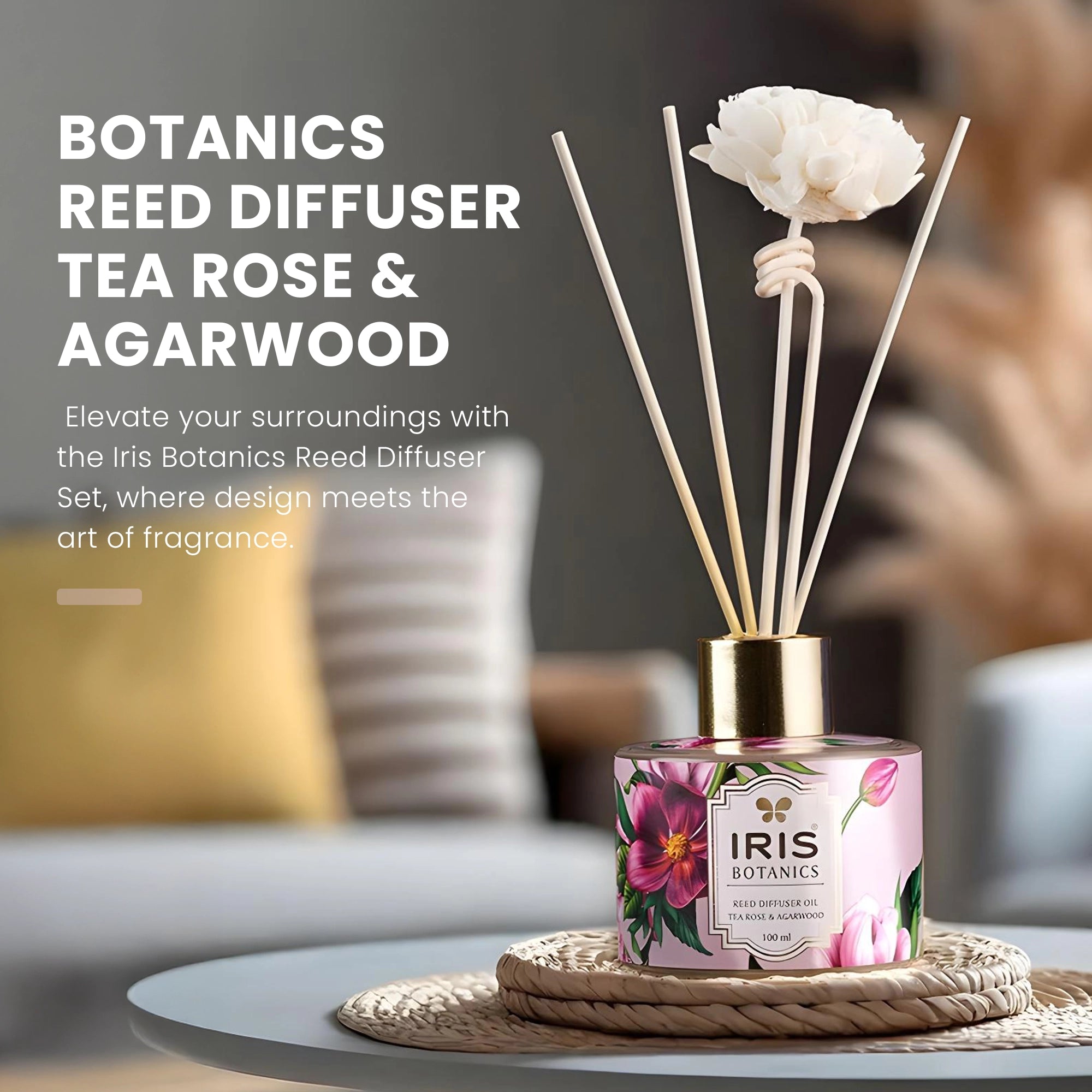 IRIS Botanics Reed Diffuser Tea Rose & Agarwood