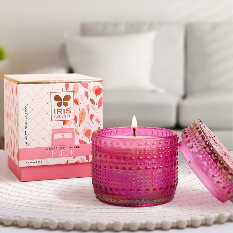 IRIS Celeste Trinket Glass Jar Candle Pink – Fleur