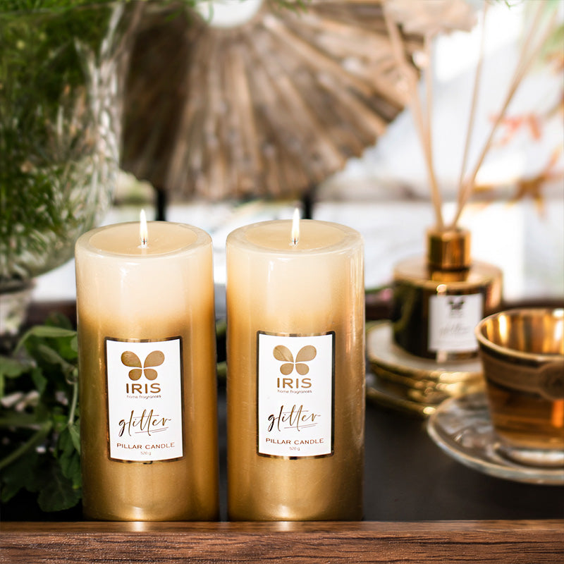 IRIS Gold Lacquered Glitter Candle 