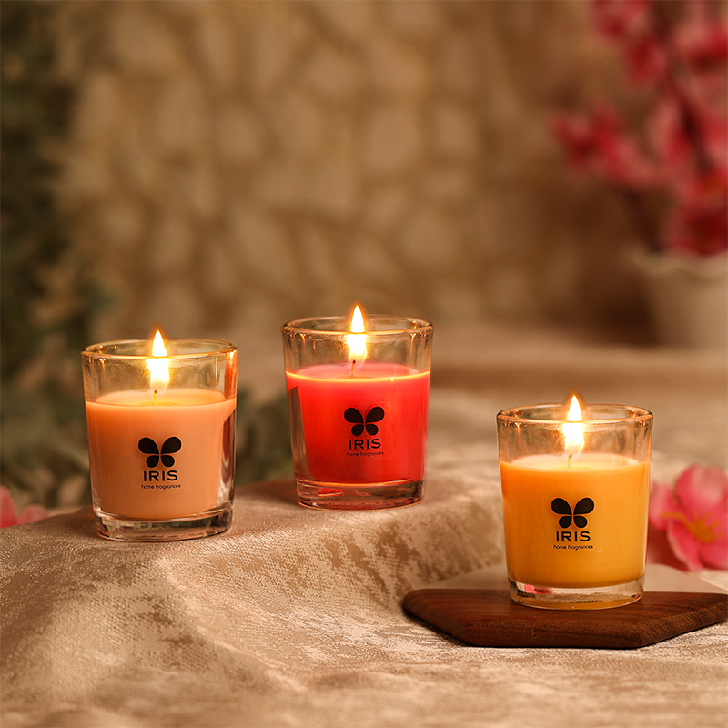 Damask Rose, peach pomegranate and Mango Sorbet-Shot Glass Candle