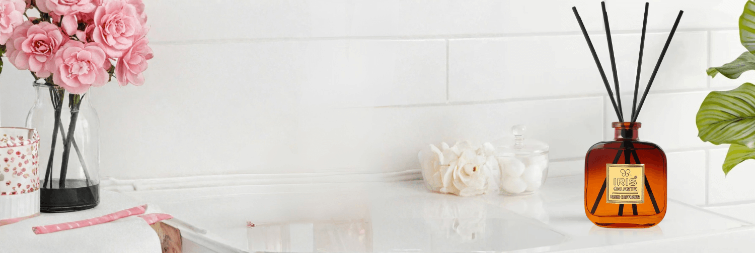 Home fragrance essentials with diffusers, candles, and room sprays