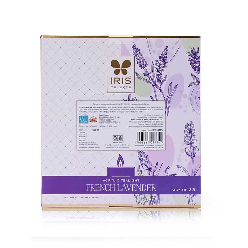 IRIS Celeste Tealight Candles Pack of 25 – French Lavender