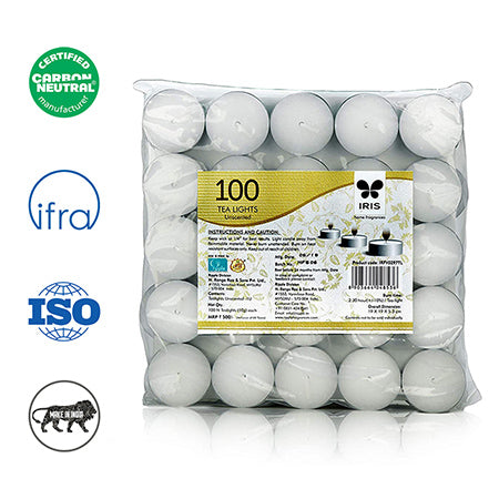 IRIS Pack of 100 Unscented Tea lights