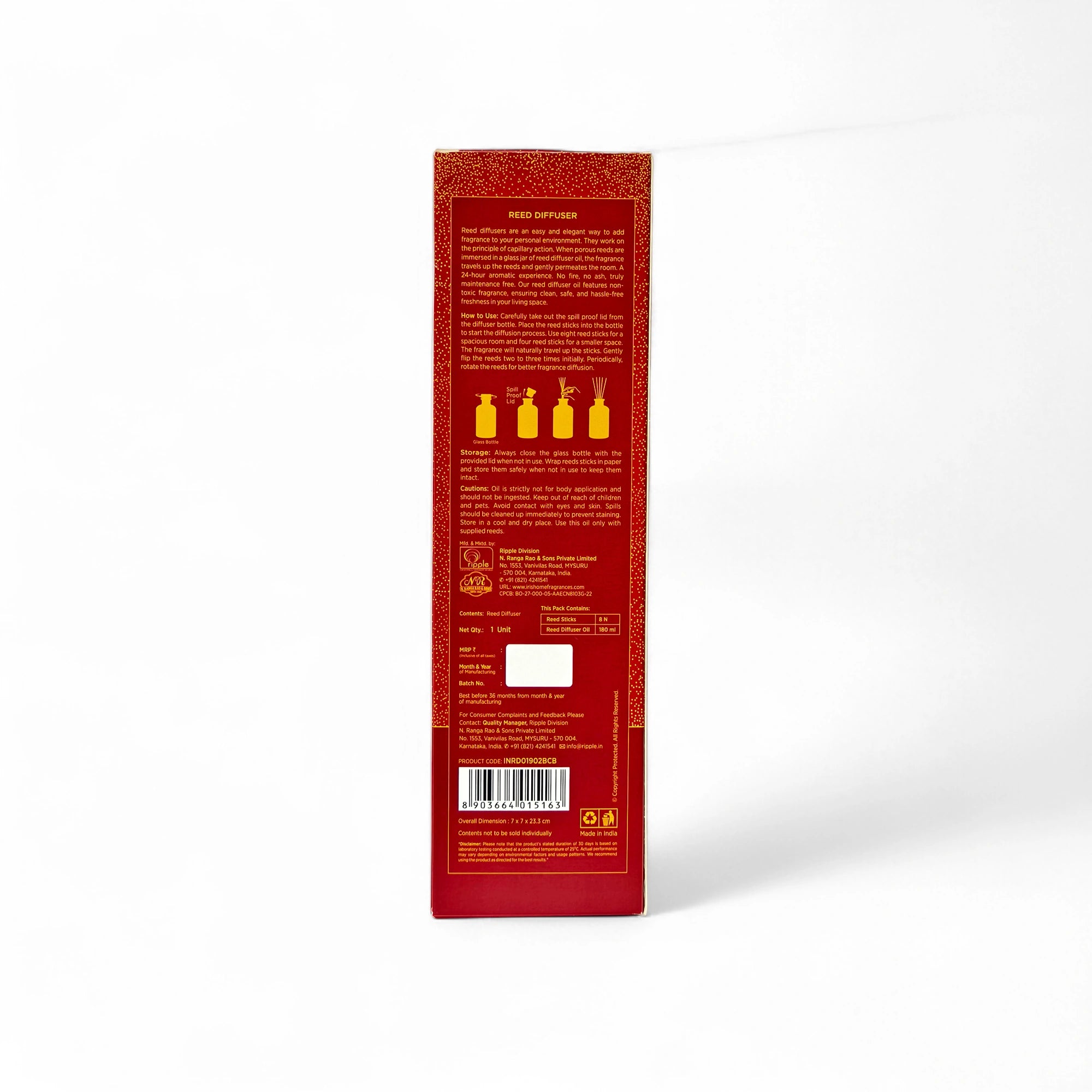 IRIS Reed Diffuser Set | Black Currant & Bay Elixir | 180ml & 8 Rattan Reeds