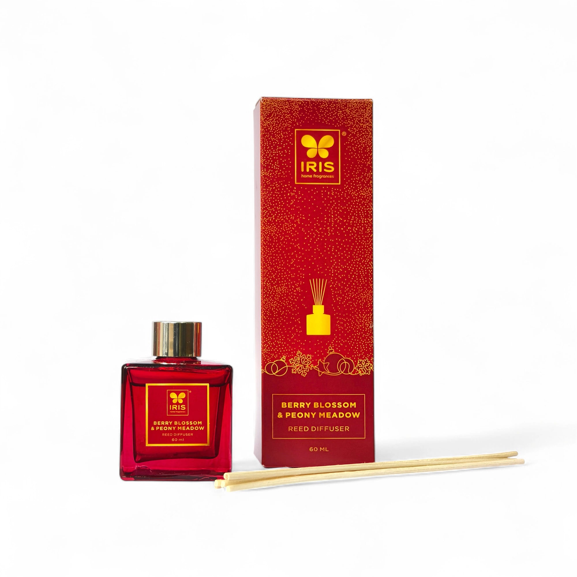 IRIS Reed Diffuser Set |Floral & Fruity Fragrance|Lasts More than 30 Days | 60ml + 6 Rattan Reeds