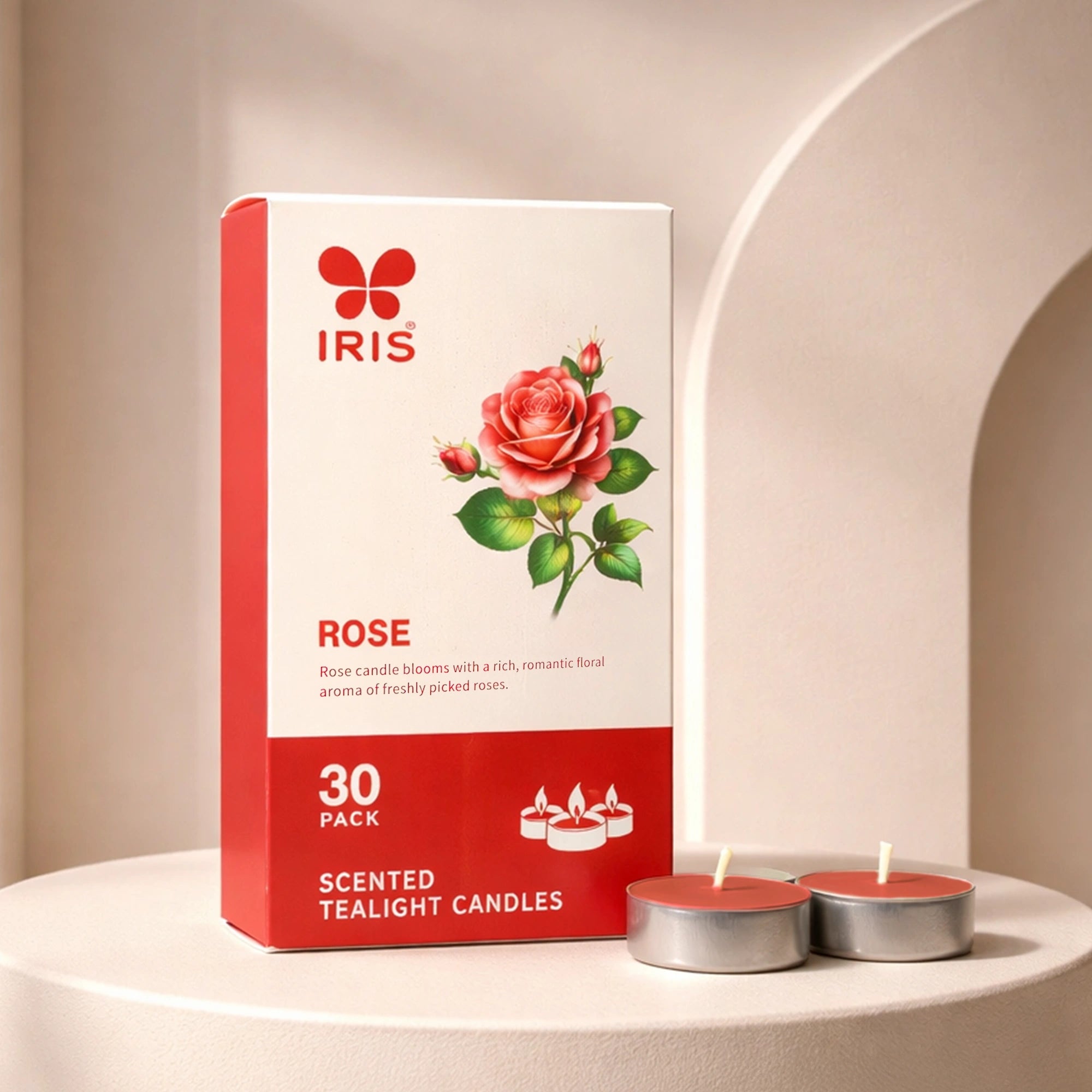 Rose Scented Tealight Candles | Pack of 30