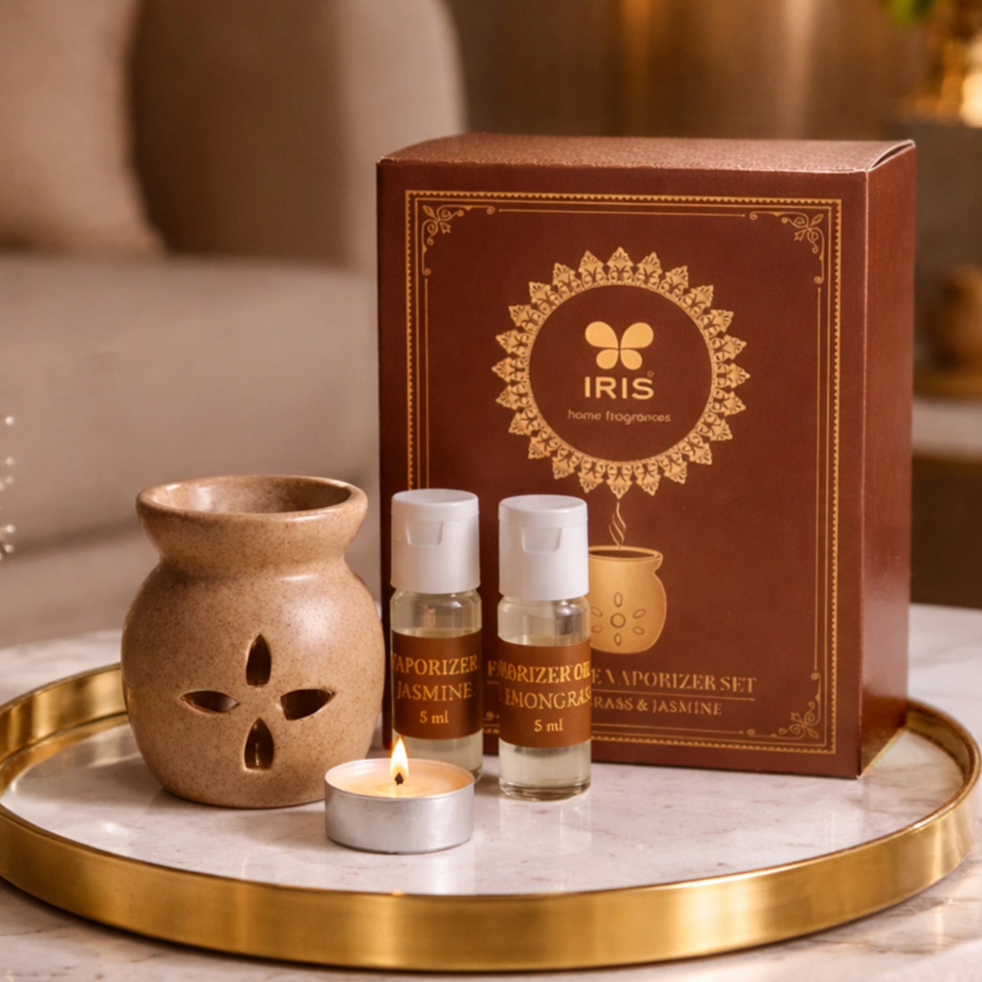 Aroma Vaporizer Set with Jasmine & Lemongrass Fragrance oil