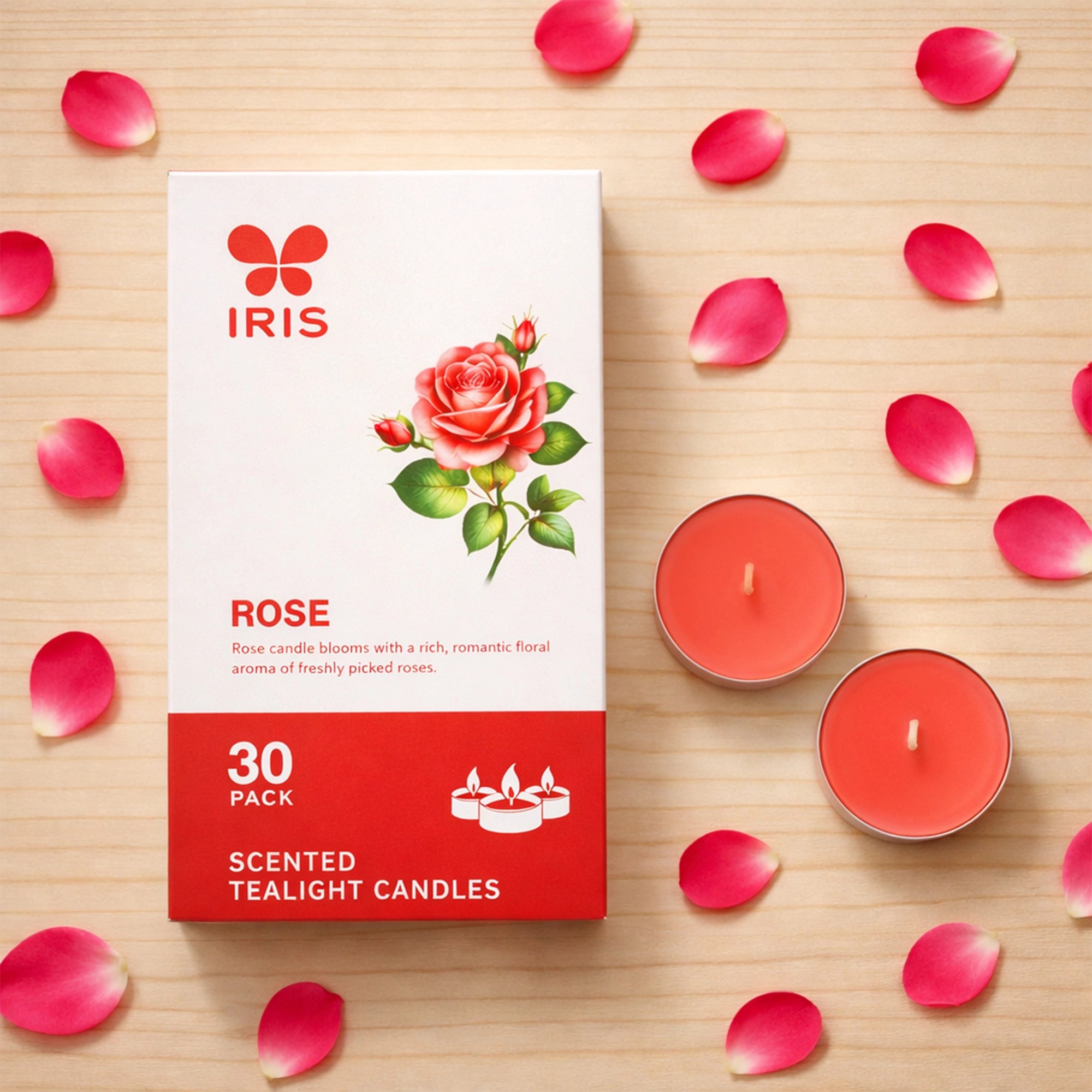 Rose Scented Tealight Candles | Pack of 30