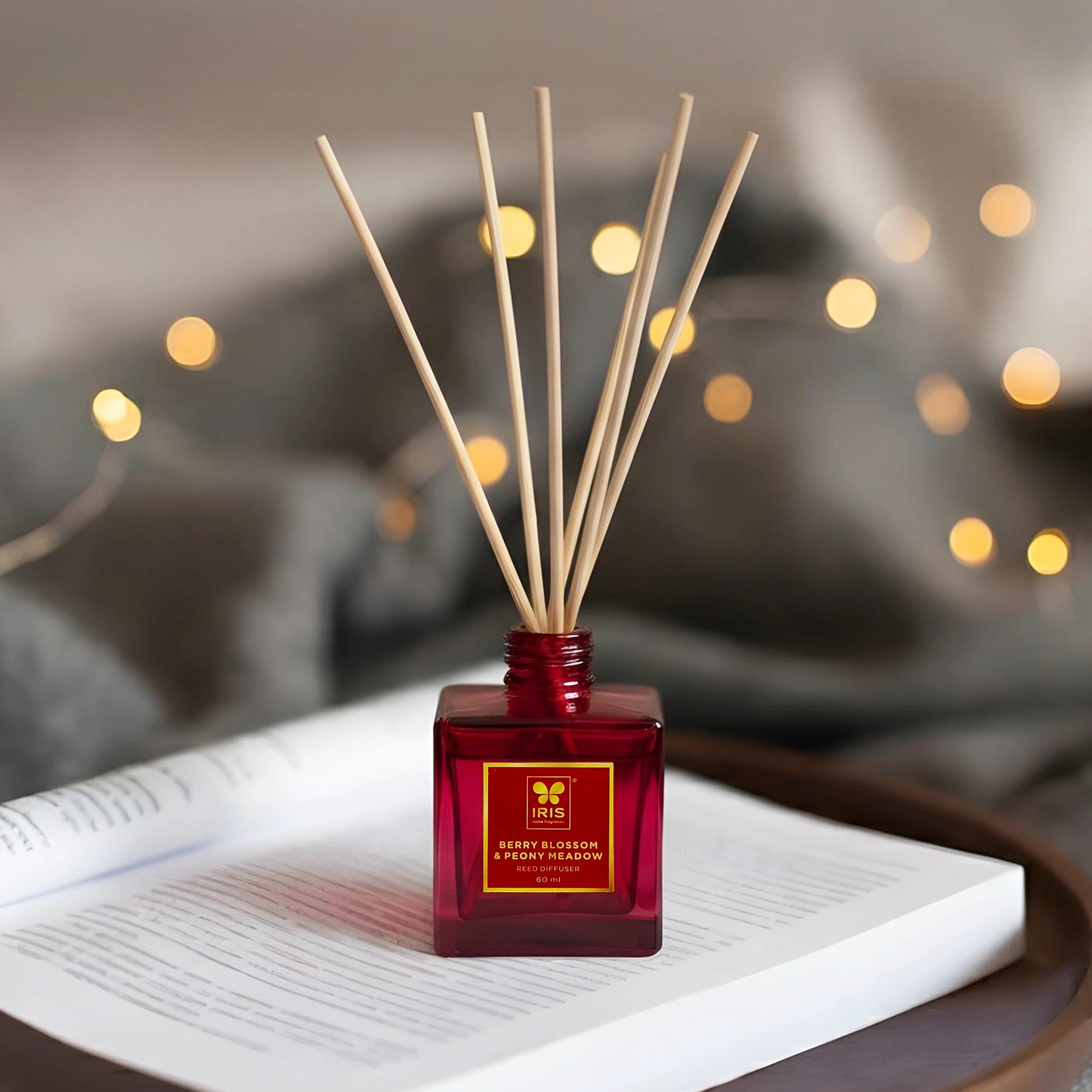 IRIS Reed Diffuser Set |Floral & Fruity Fragrance|Lasts More than 30 Days | 60ml + 6 Rattan Reeds