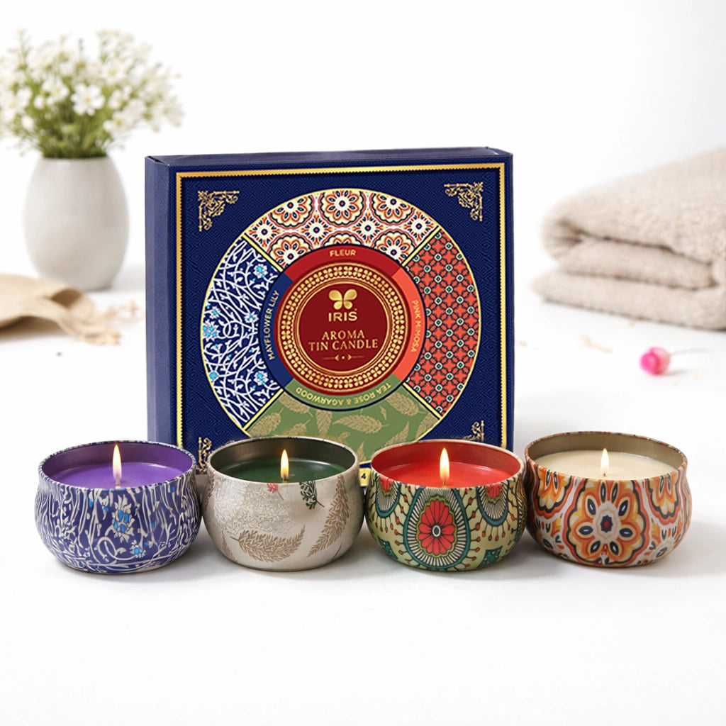 Premium Scented Candle Gift Set | Pack of 4 Tins