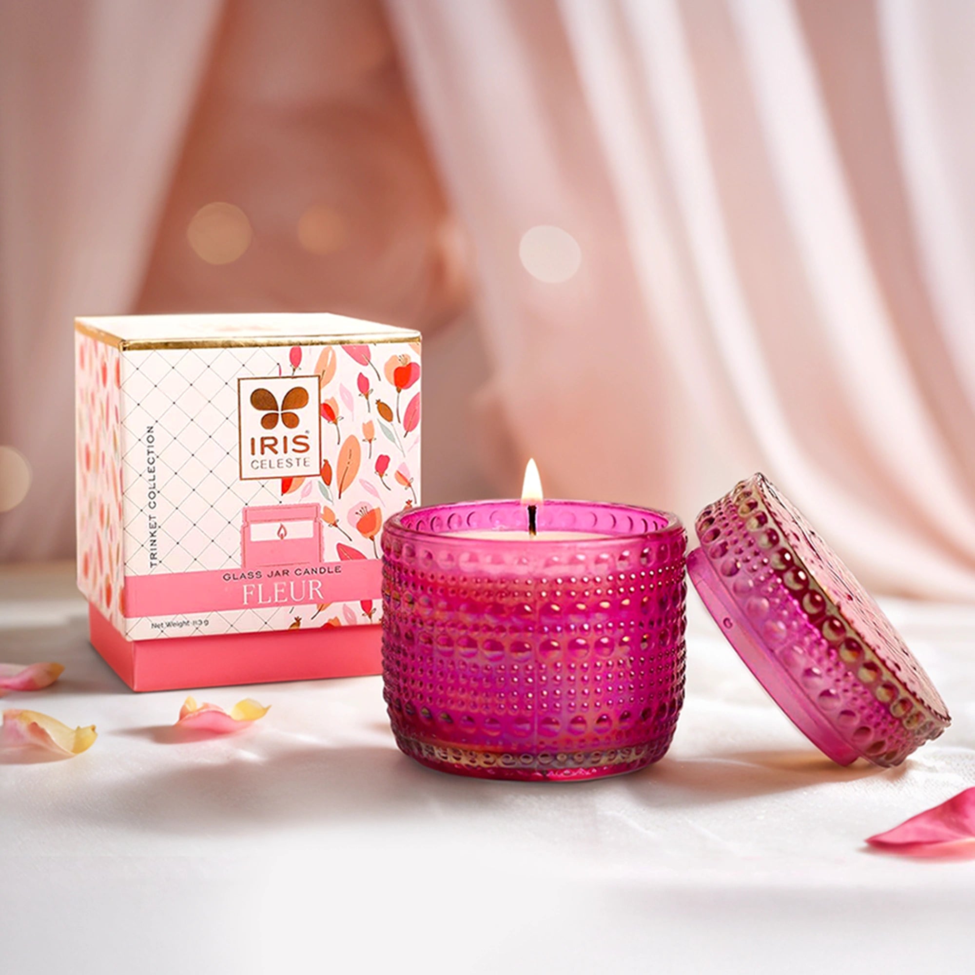 IRIS Celeste Trinket Glass Jar Candle Pink – Fleur