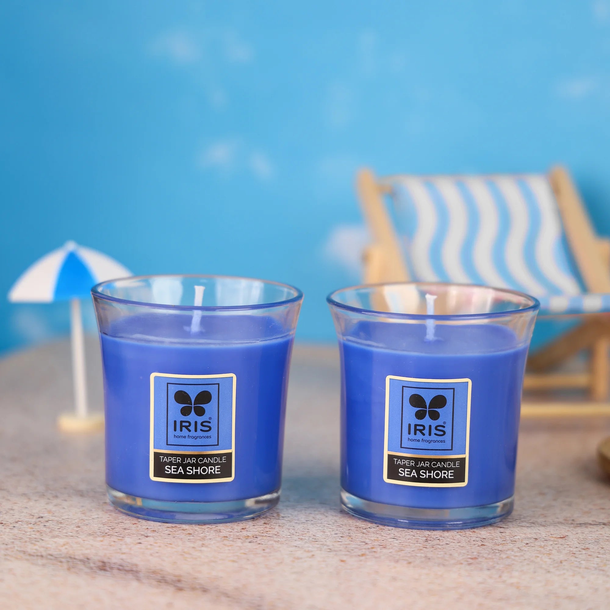 IRIS Sea Shore Taper Jar Candles Pack of 2