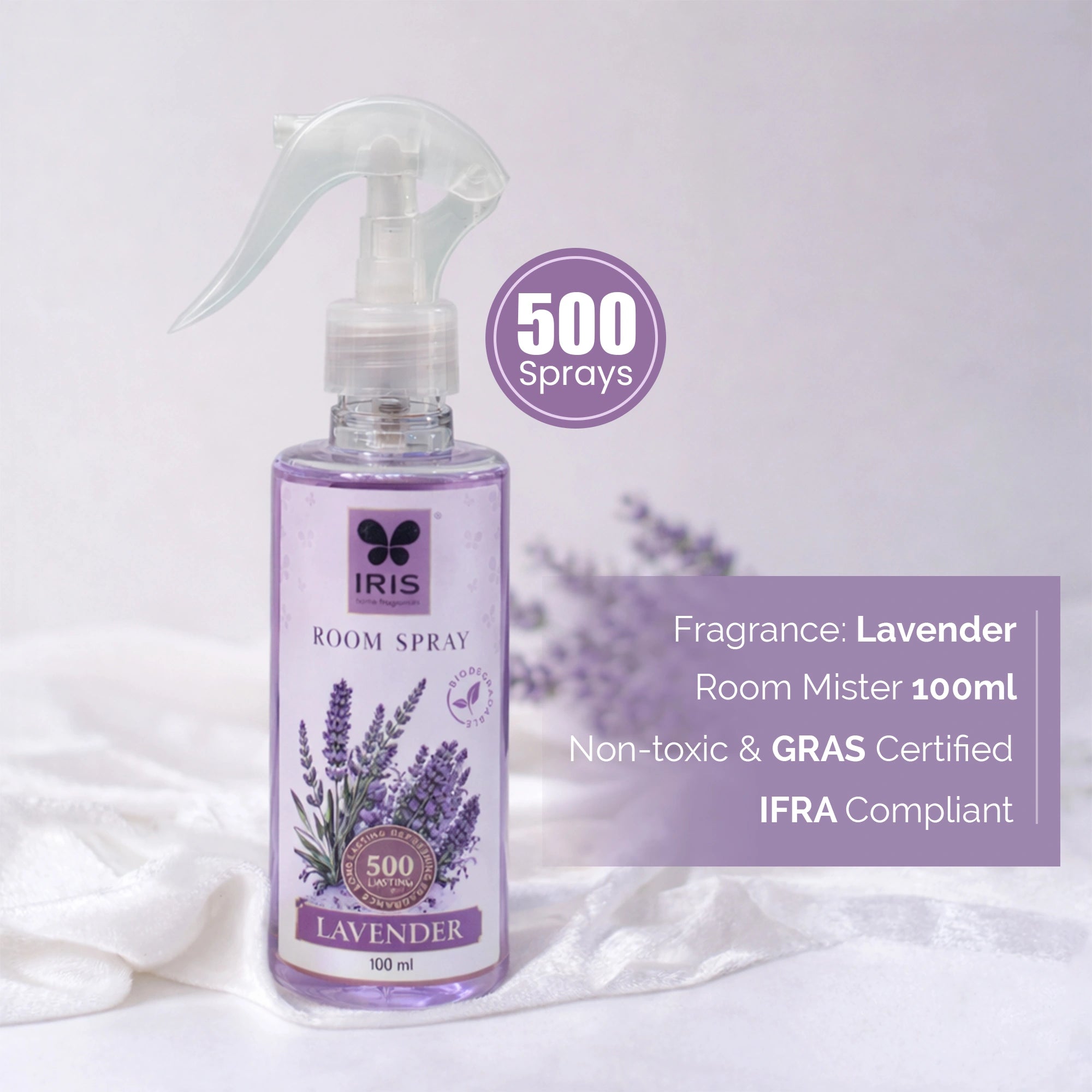 Lavender Room Spray 100ml | 500 Sprays | LPG & CFC Free | Non-Toxic