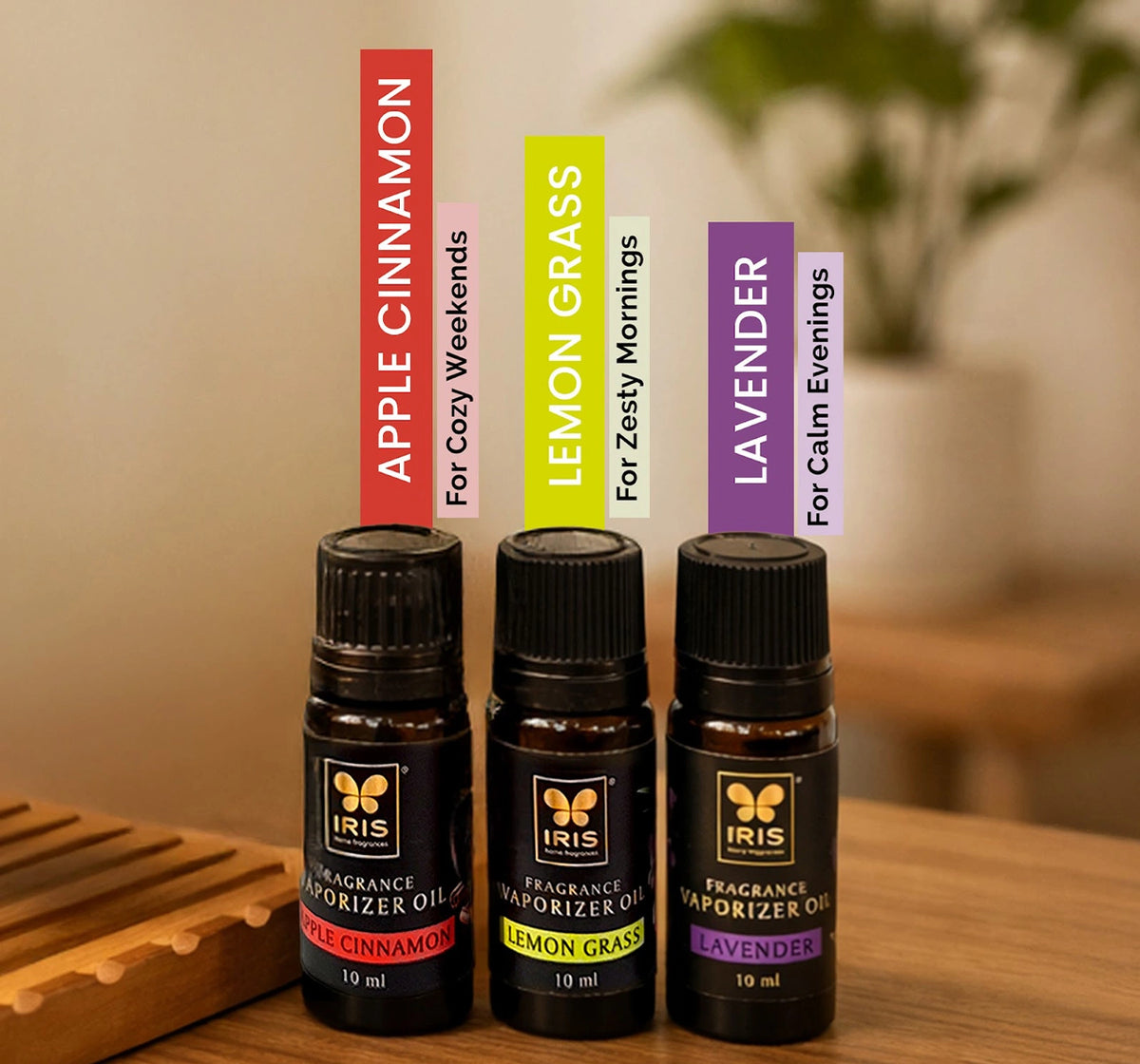 Black Ceramic Premium Aroma Vaporizer Set | 3 Assorted Fragrances | Each 10 ml