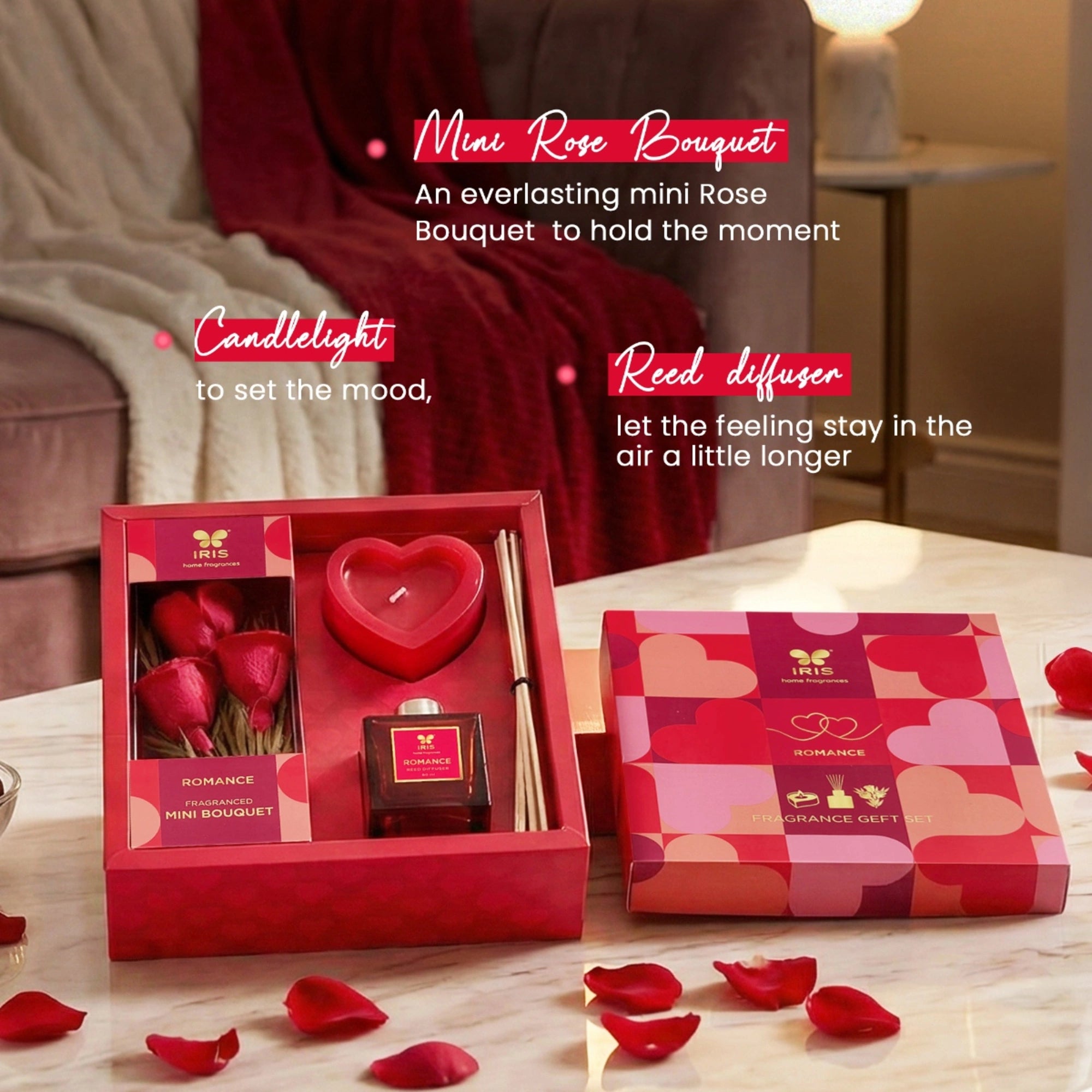 IRIS Bundle of Love – Candle, Roses & Reeds Gift Set