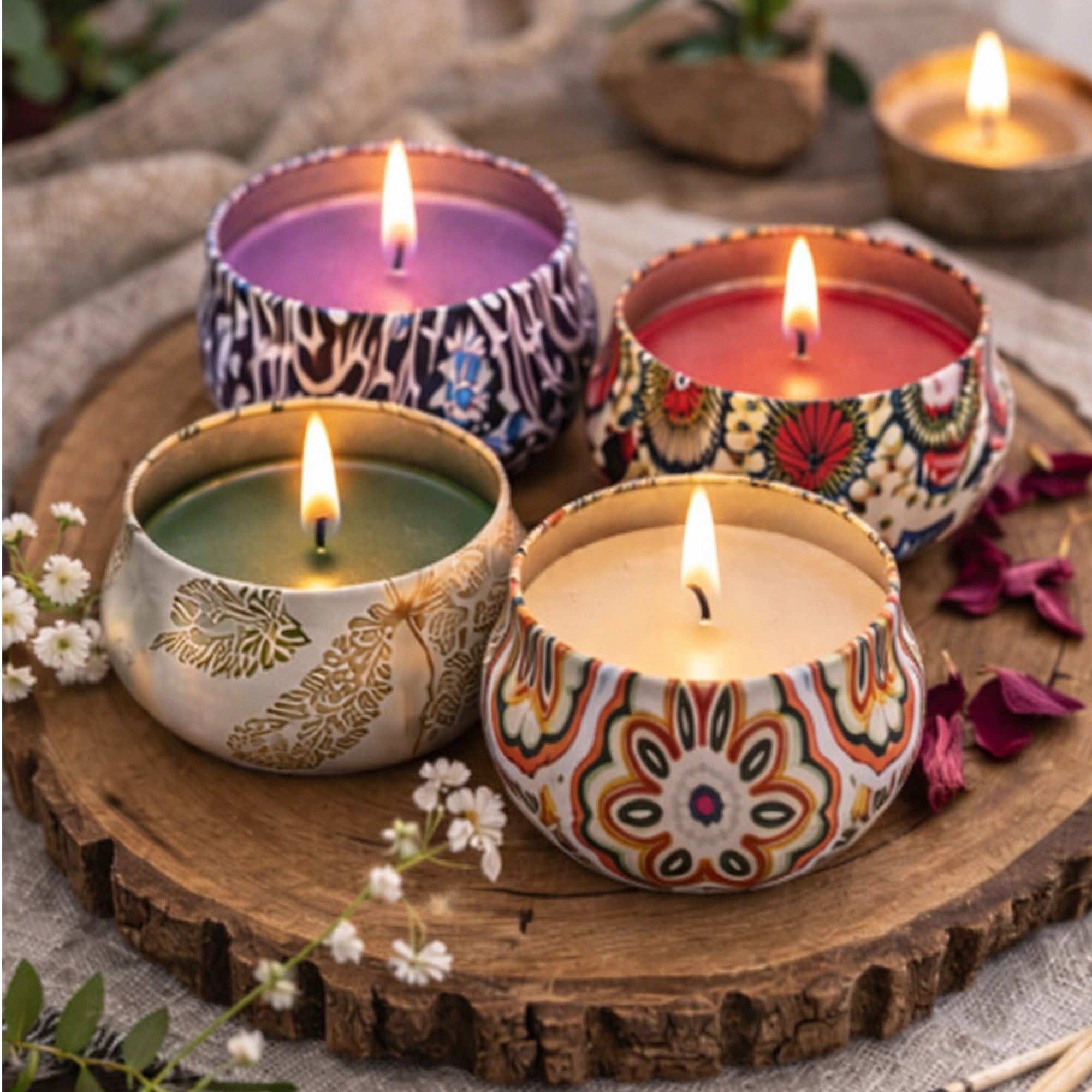 Premium Scented Candle Gift Set | Pack of 4 Tins