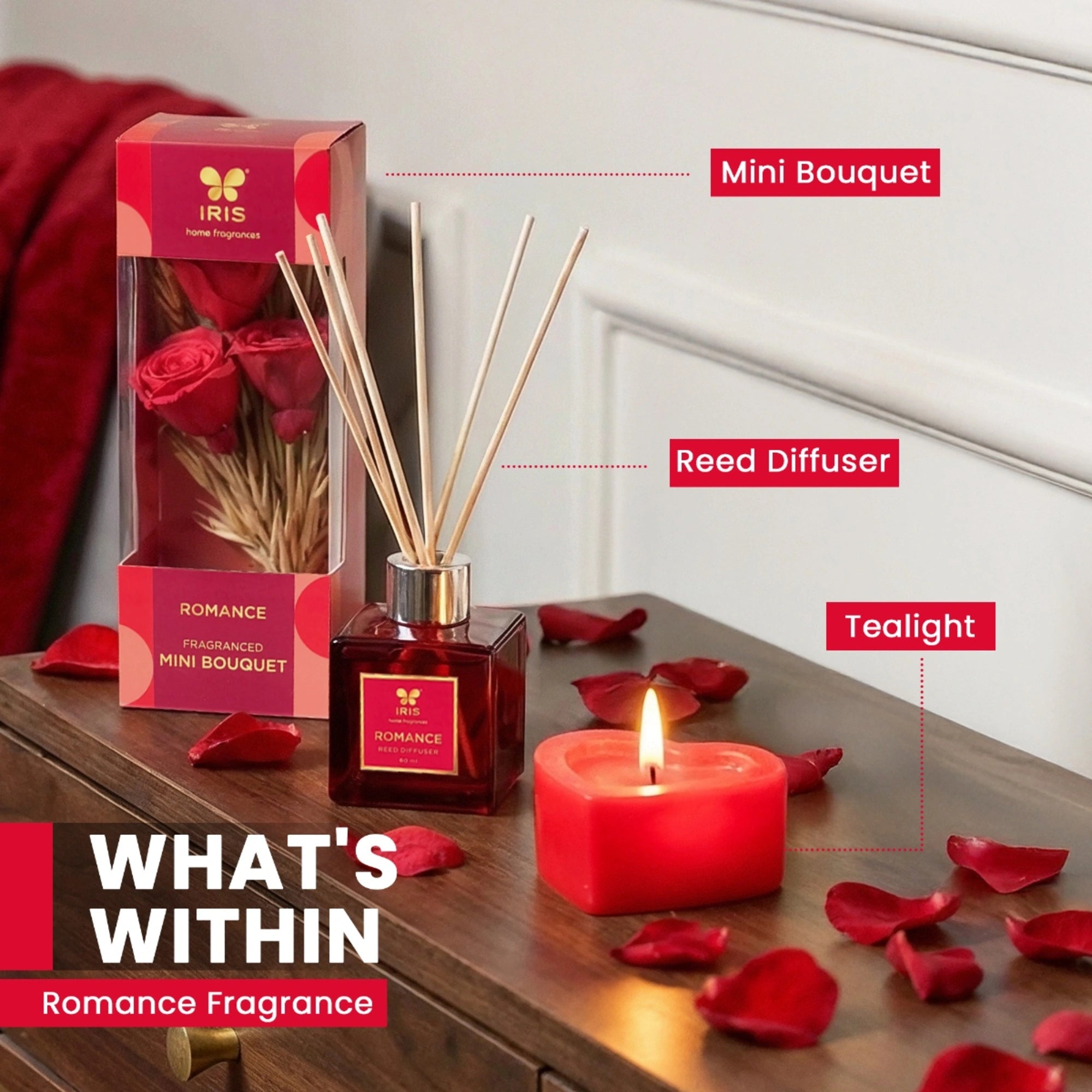 IRIS Bundle of Love – Candle, Roses & Reeds Gift Set