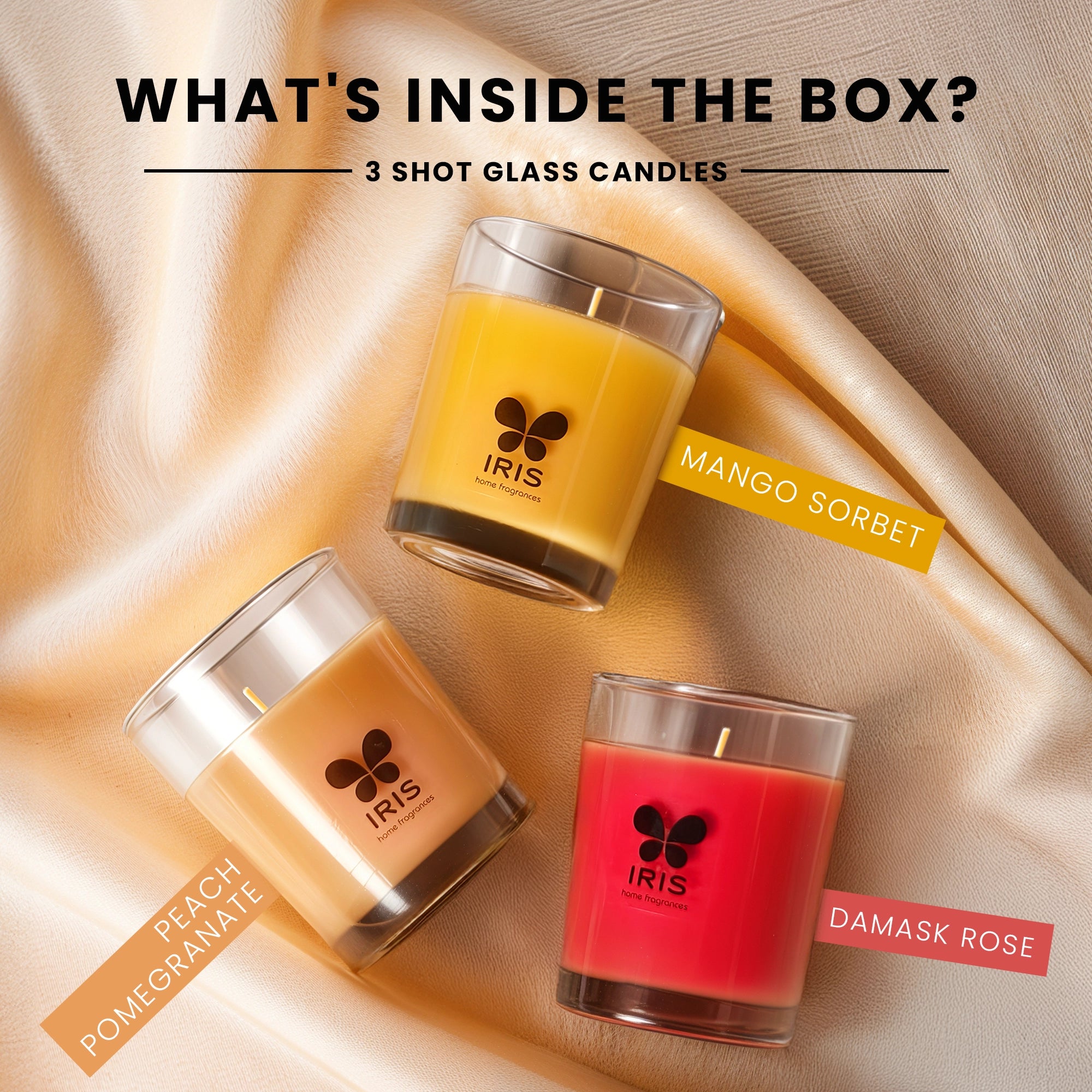 Damask Rose, Peach Pomegranate & Mango Sorbet-Shot Glass Candle