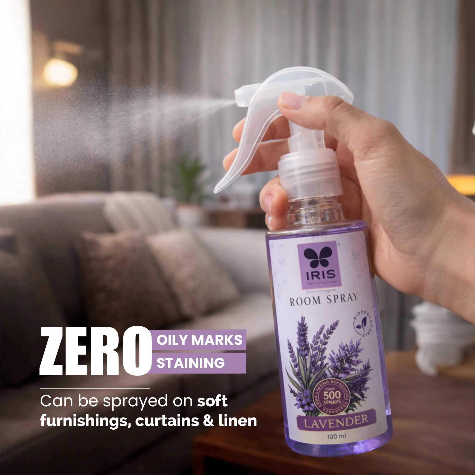 Lavender Room Spray 100ml | 500 Sprays | LPG & CFC Free | Non-Toxic
