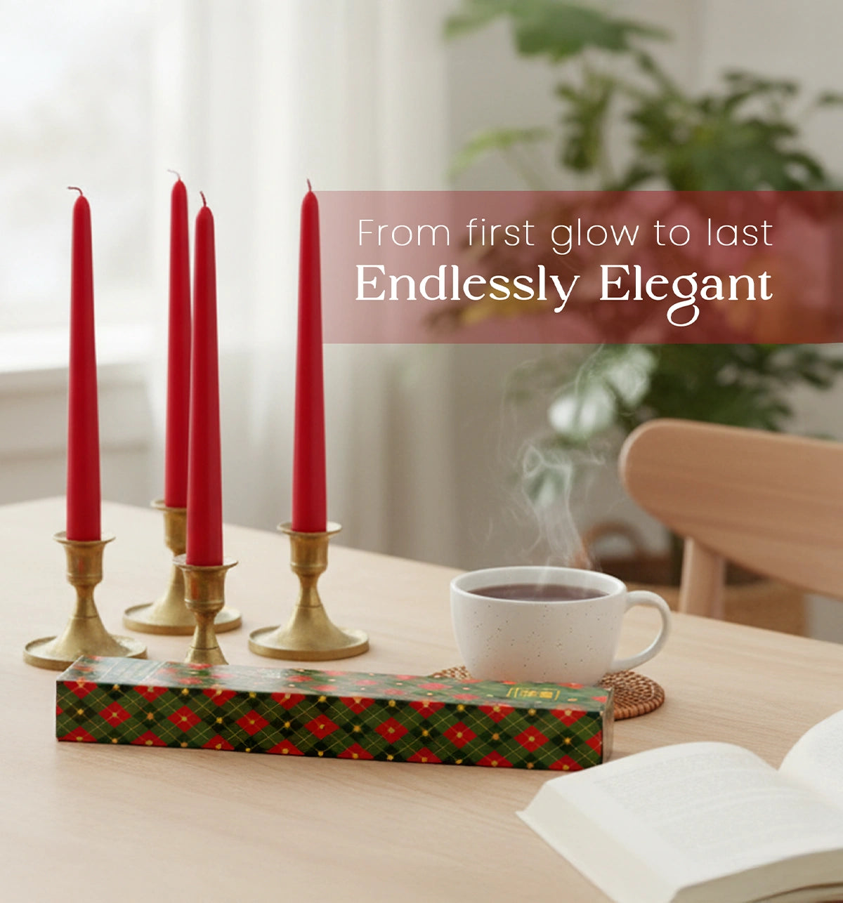 IRIS Berry Fragranced Taper Candles | Pack of 4 | 8Hrs Burning Time | 10 Inch