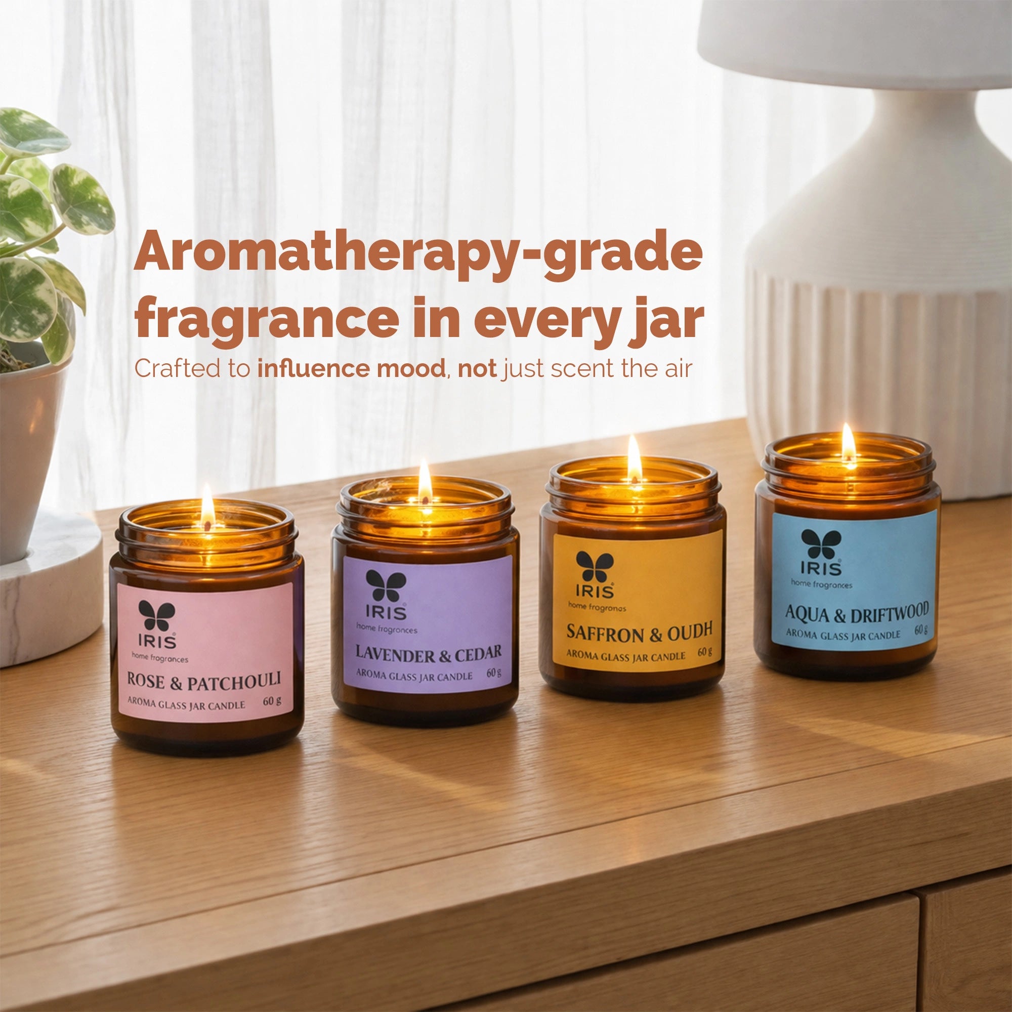 IRIS Aroma Glass Jar Candle | Pack of 4