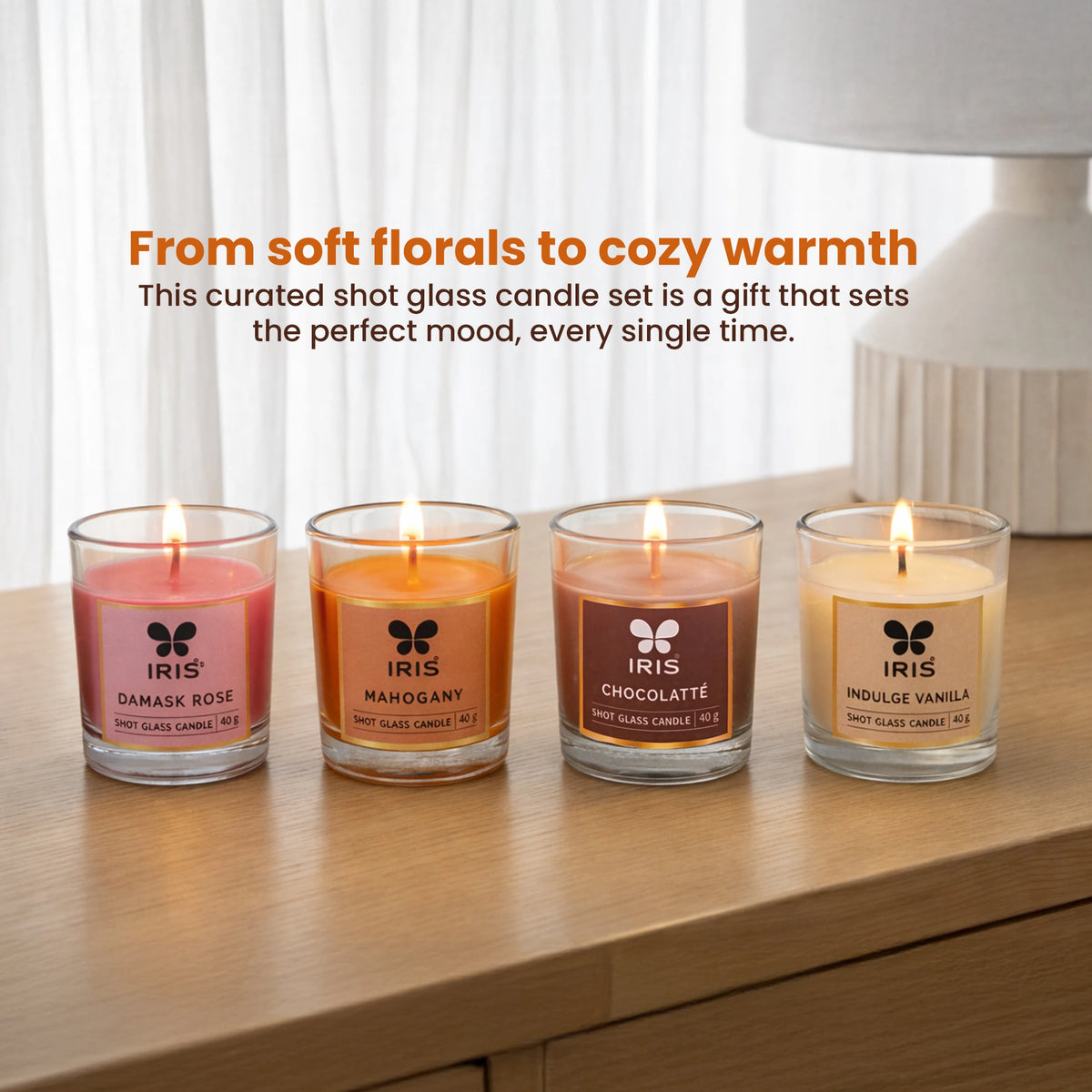 Shot Glass Candle | Pack of 4 | Burning time of 8Hrs each